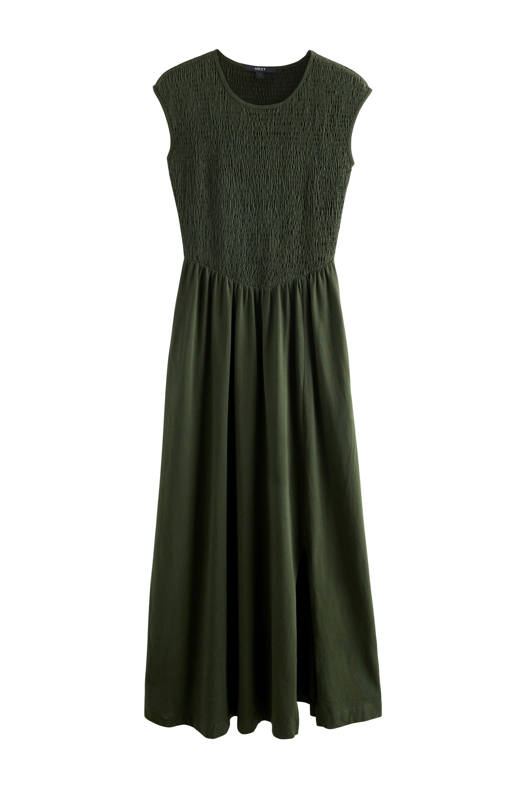 Midikleid Jersey-Midikleid mit gesmoktem Rumpf