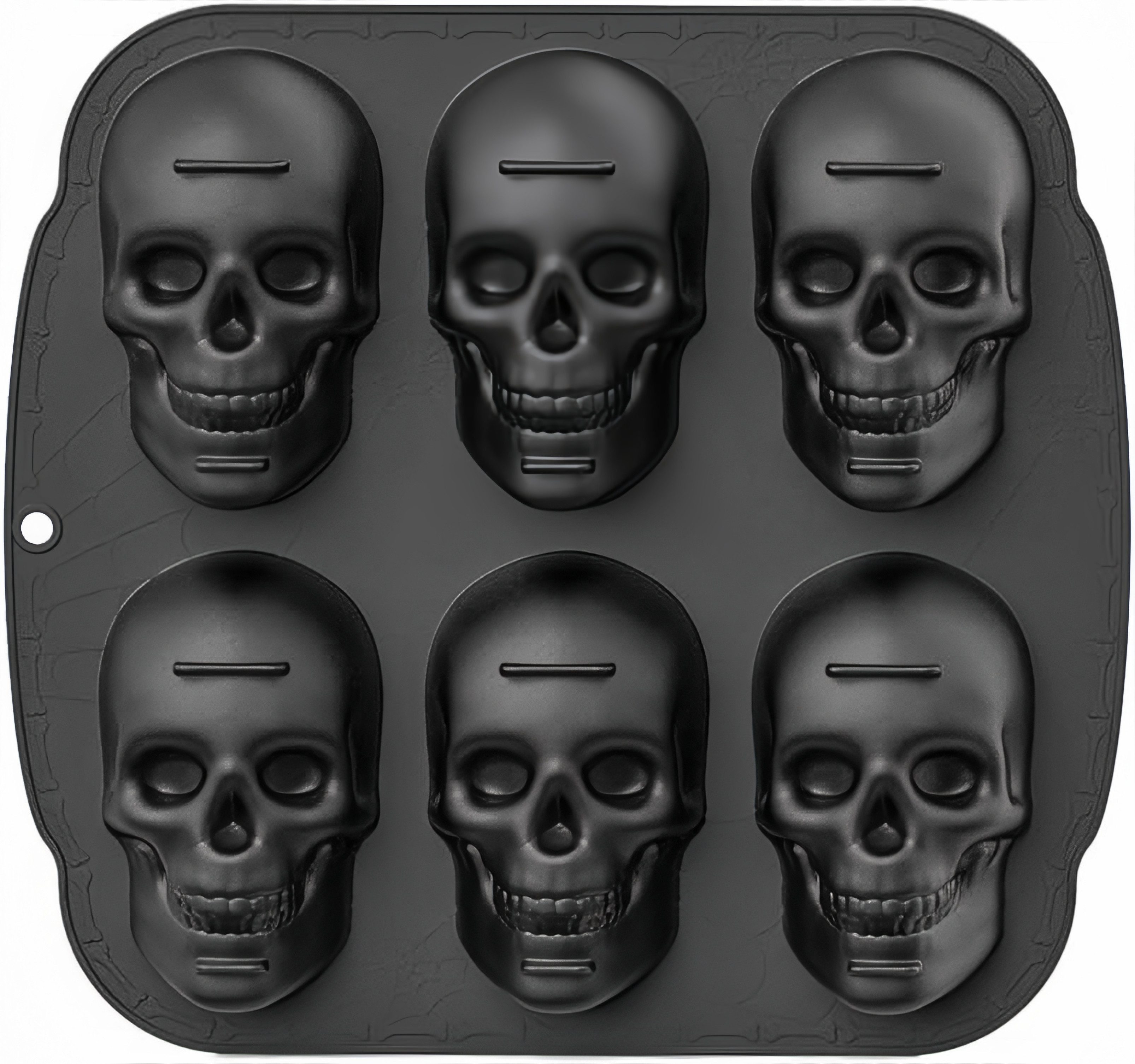 FOUORTUNATE-BEE Backform Halloween Silikonform mit 6 Totenköpfen für Eis Kuchen Schokolade Deko, Totenkopf Backform für Halloween Geburtstag Party Eis und Süßigkeiten