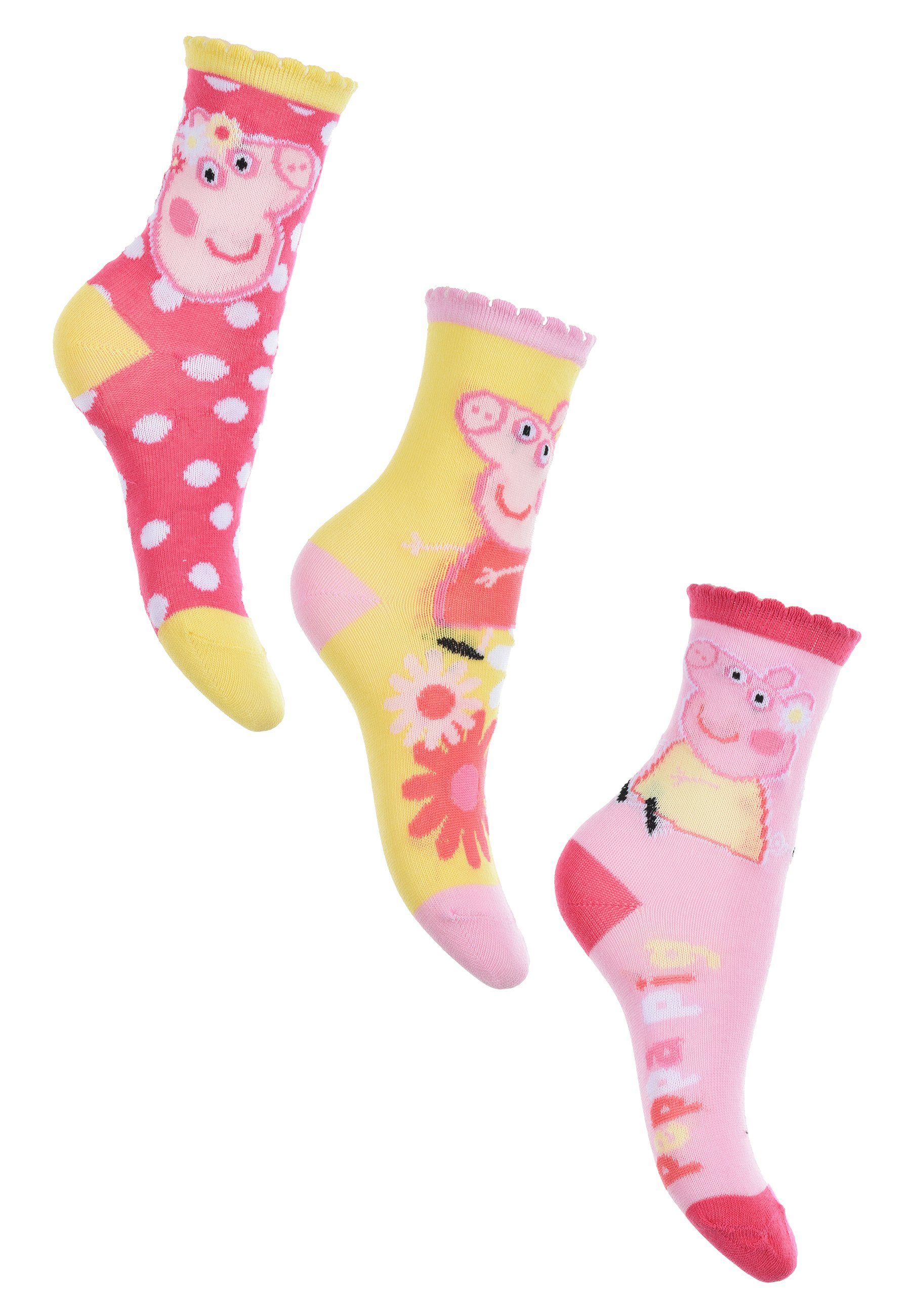 Peppa Pig Socken Peppa Wutz Kinder Mädchen Socken Strümpfe (3-Paar)