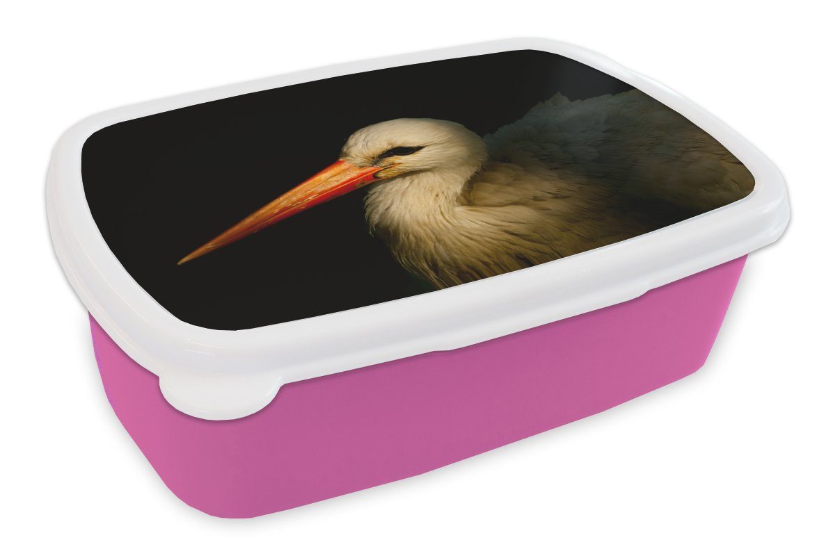 MuchoWow Lunchbox Vogel - Schnabel - Federn, Kunststoff, (2-tlg), Brotbox für Erwachsene, Brotdose Kinder, Snackbox, Mädchen, Kunststoff rosa