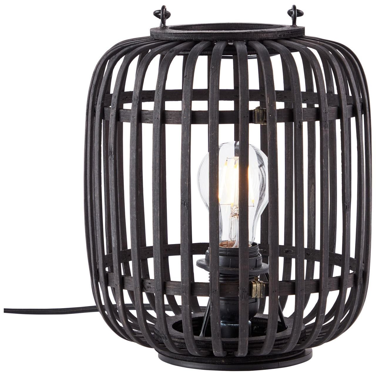 Woodrow, Woodrow Brilliant holz Metall/Bambus, dunkel/schwarz, 27cm Tischleuchte Lampe, 1 Tischleuchte