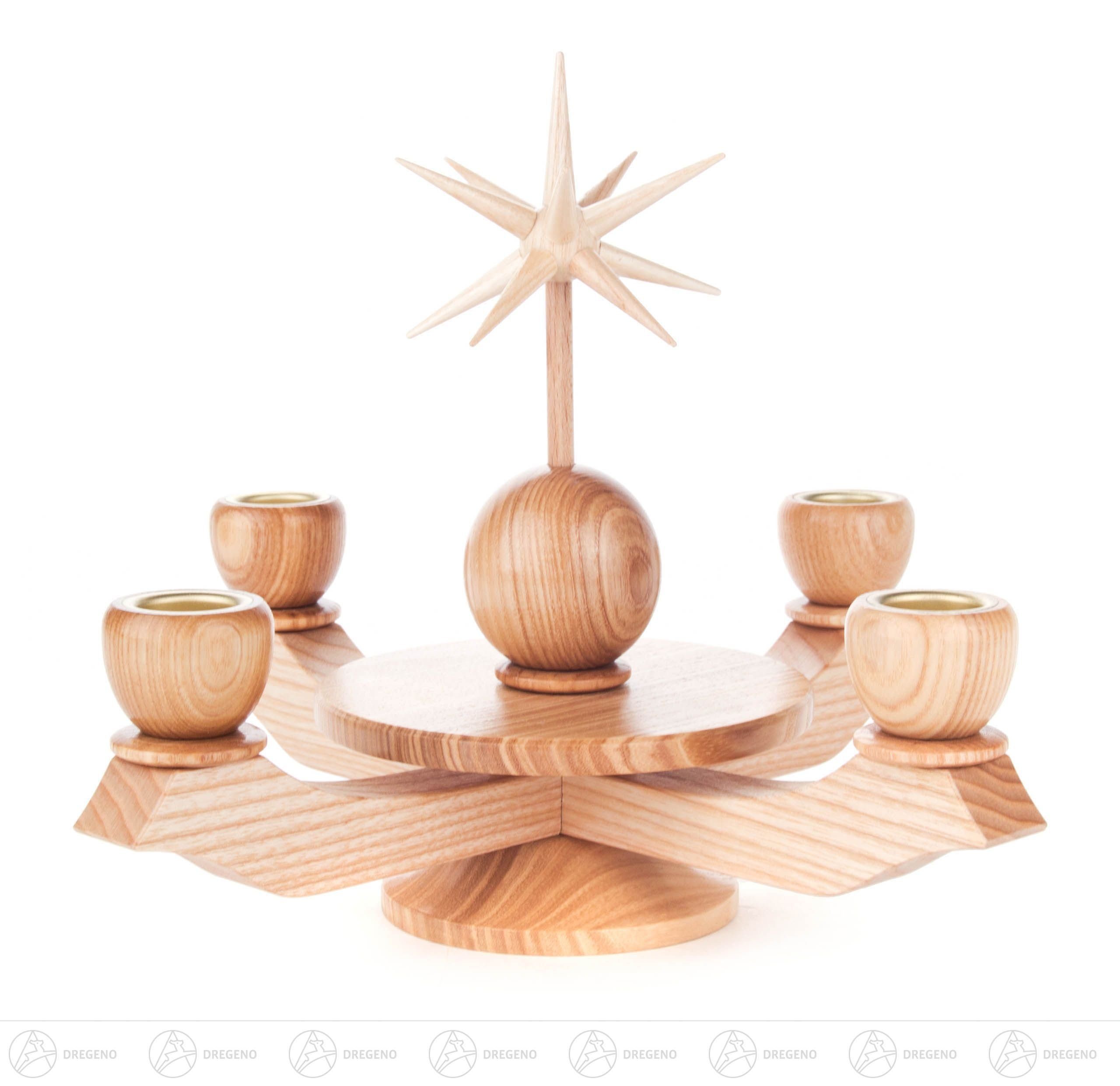 Dregeno Erzgebirge Рождественский подсвечник Рождественский подсвечник mit Stern, natur, für Kerzen d=20mm Breite x Höhe x