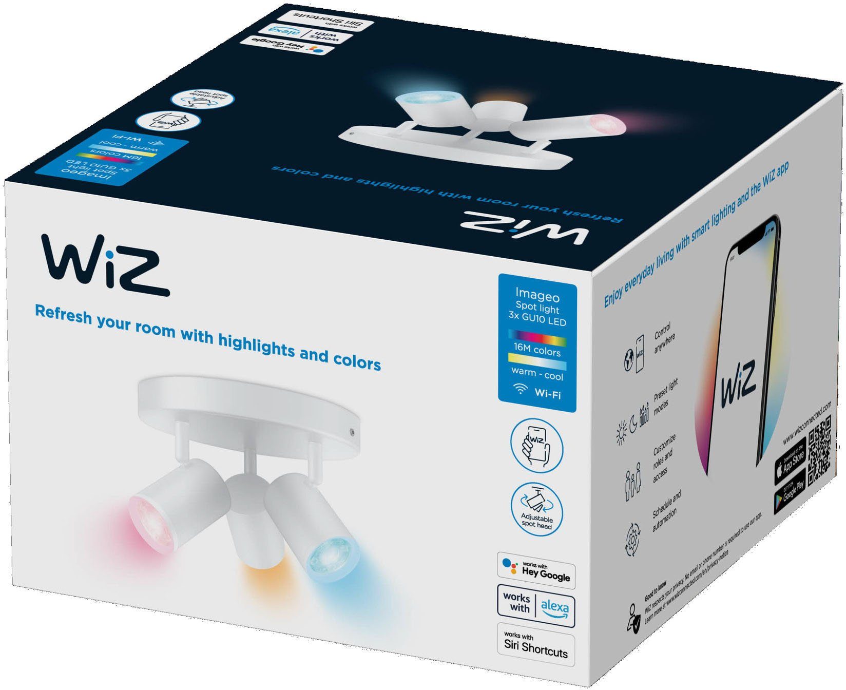 WiZ LED Deckenspots IMAGEO, Leuchtmittel Lichtmodi wechselbar, kaltweiß, - warmweiß und Farben dynamische Millionen