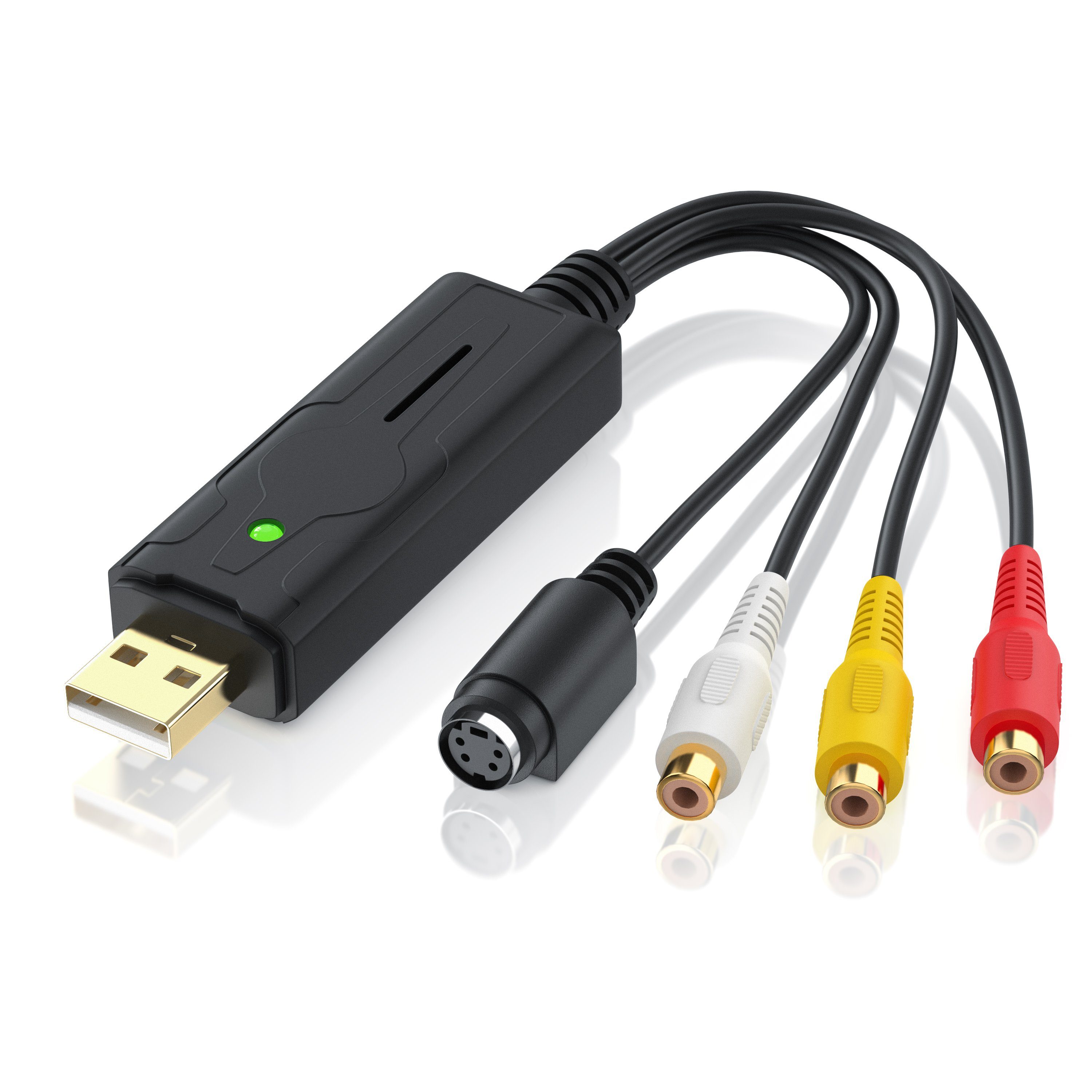 Aplic USB 2.0 Audio Video Grabber inkl. Software Audio- & Video-Adapter USB Typ A zu Component-Video, Cinch, S-Video, 15 cm, USB Audio Video Grabber - VHS - Videoadapter zur Bearbeitung