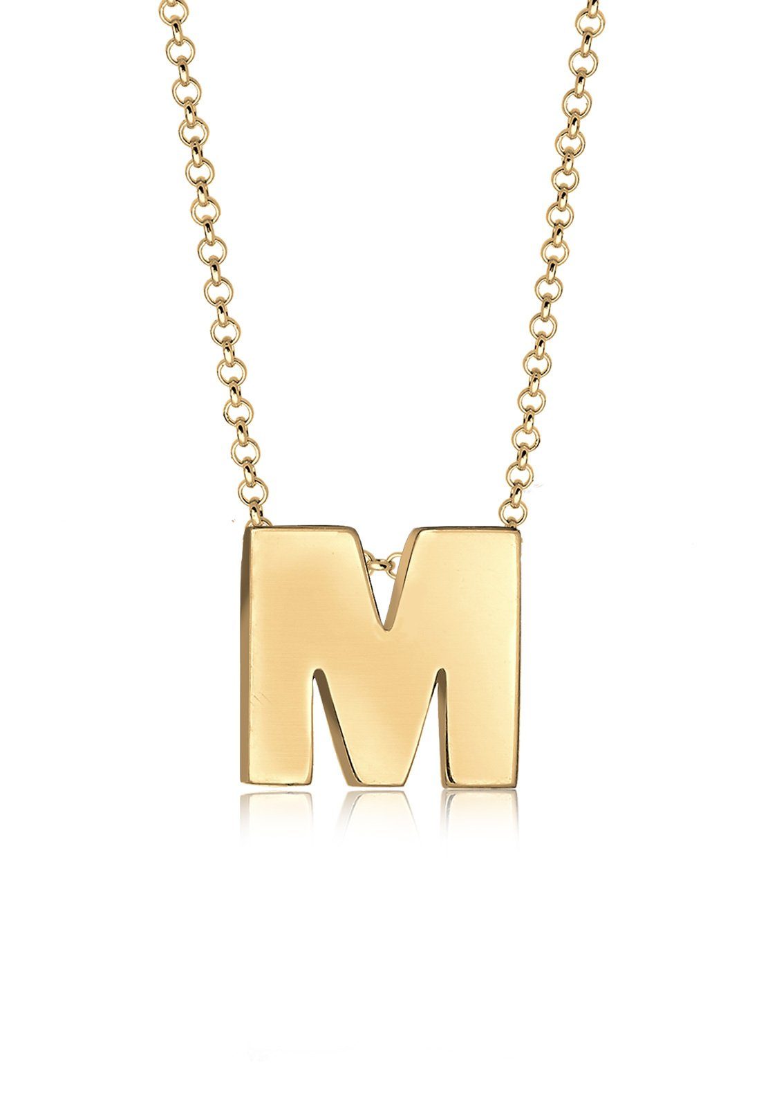 Elli Kette mit Anhänger Buchstabe M Initialen Trend Minimal 925 Silber Gold