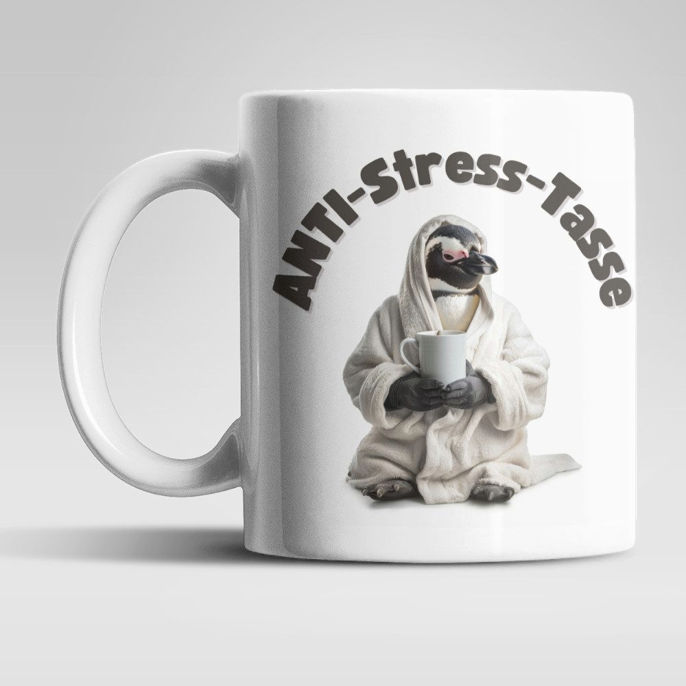 WS-Trend Tasse Anti Stress Pinguin Kaffeetasse Teetasse Geschenkidee 330 ml, Keramik