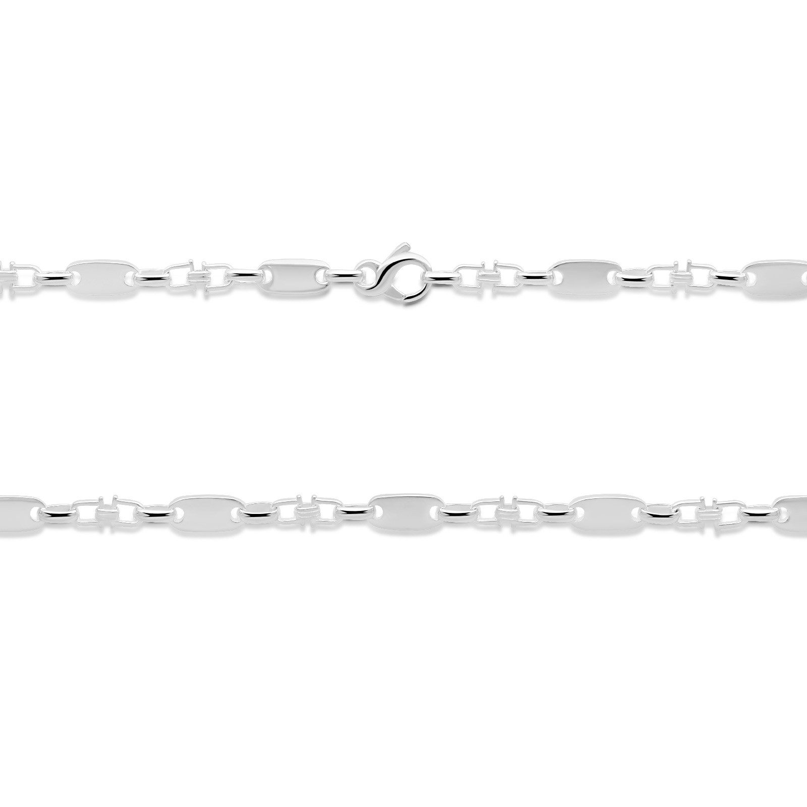 Tony Fein Silberkette Plattenkette 6mm Massiv 925 Sterling Silber, Made in Italy für Herren