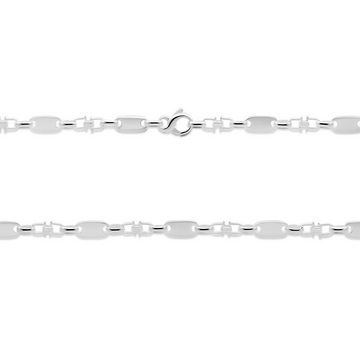 Tony Fein Silberkette Plattenkette 6mm Massiv 925 Sterling Silber, Made in Italy für Herren