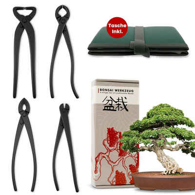 HappySeed Gartenschere Bonsai Werkzeug-Set Profi 4-teilig aus Stahl mit praktischer Tasche, (4-teilig)