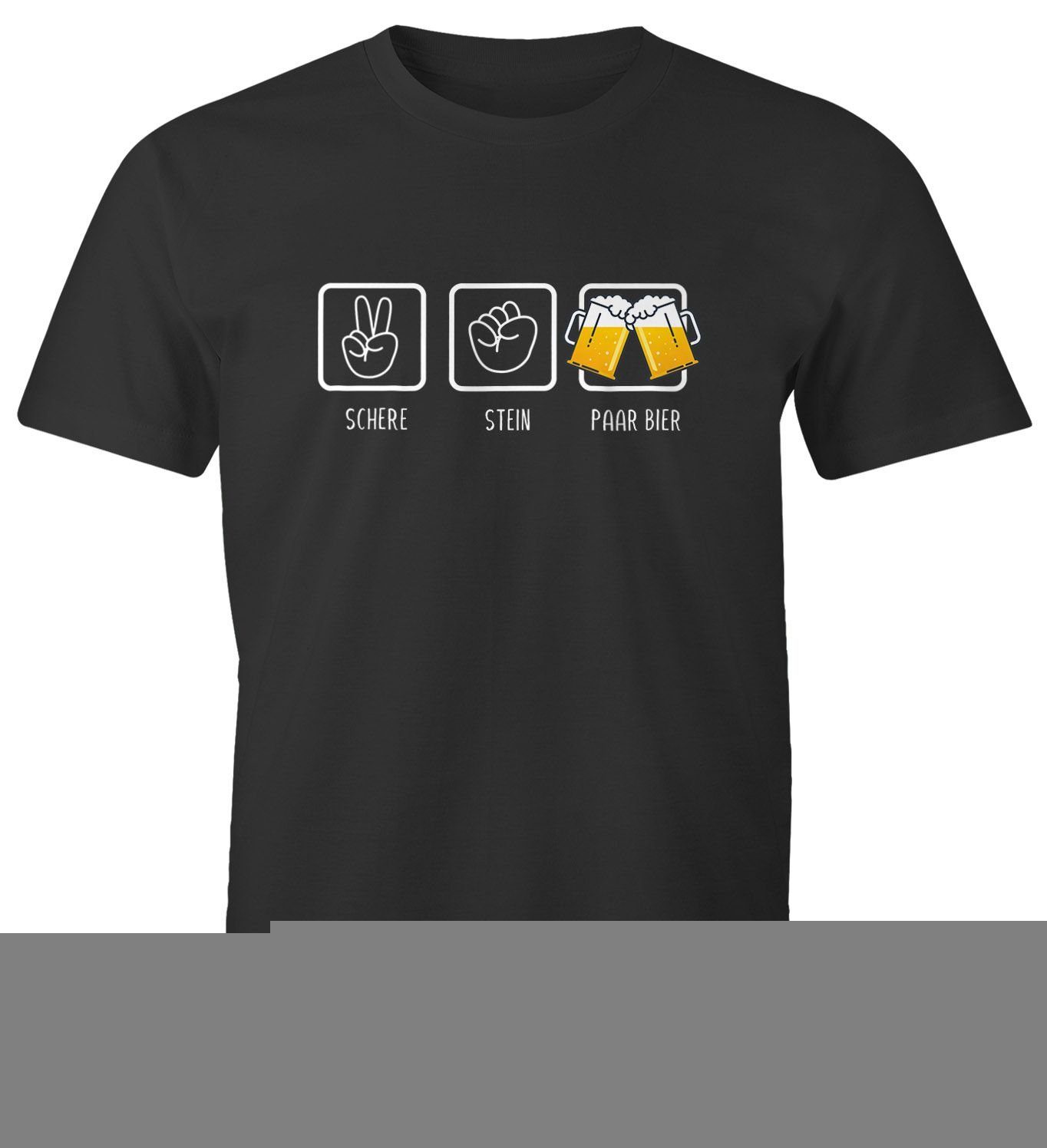 MoonWorks Print-Shirt Herren T-Shirt Schere, Stein, paar Bier lustiges Trink Shirt Saufen mit Print