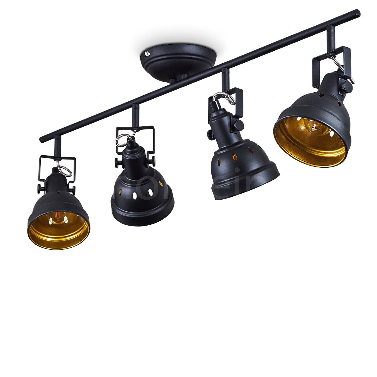 hofstein Deckenleuchte »Monterotto« Deckenlampe, Metall, Schwarz/Goldfarben, ohne Leuchtmittel, mit Lichteffekt, E14, verstellbare Strahler