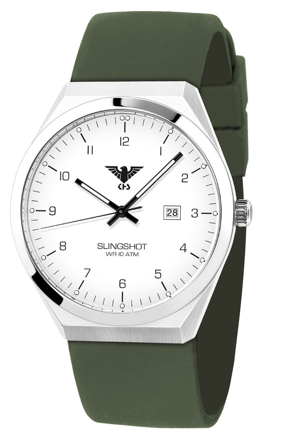 KHS Quarzuhr Slingshot Quarz Silikonband Khaki