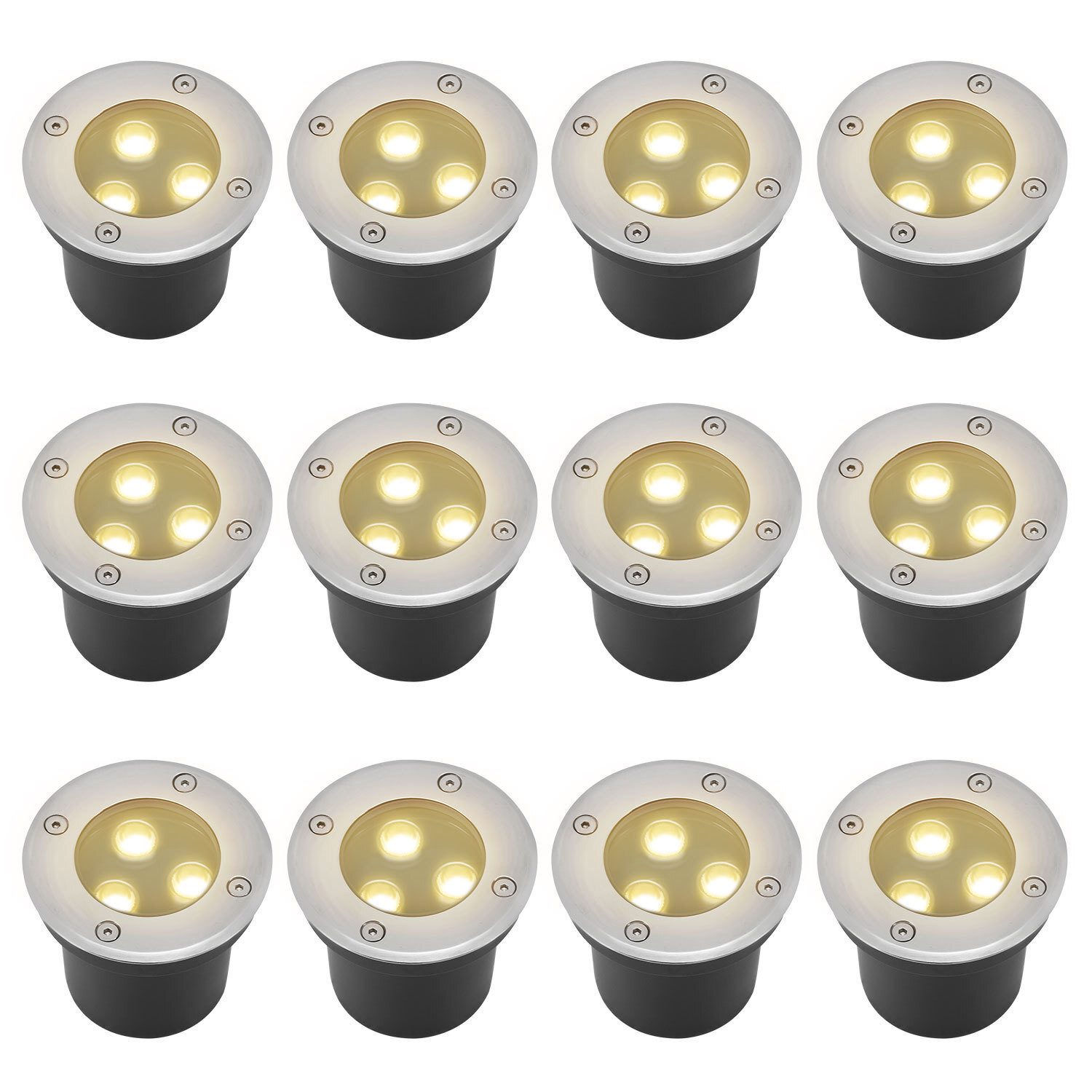 Clanmacy Gartenstrahler 3W LED Bodenleuchte Bodenstrahler Außen-Beleuchtung IP65 Warmweiß