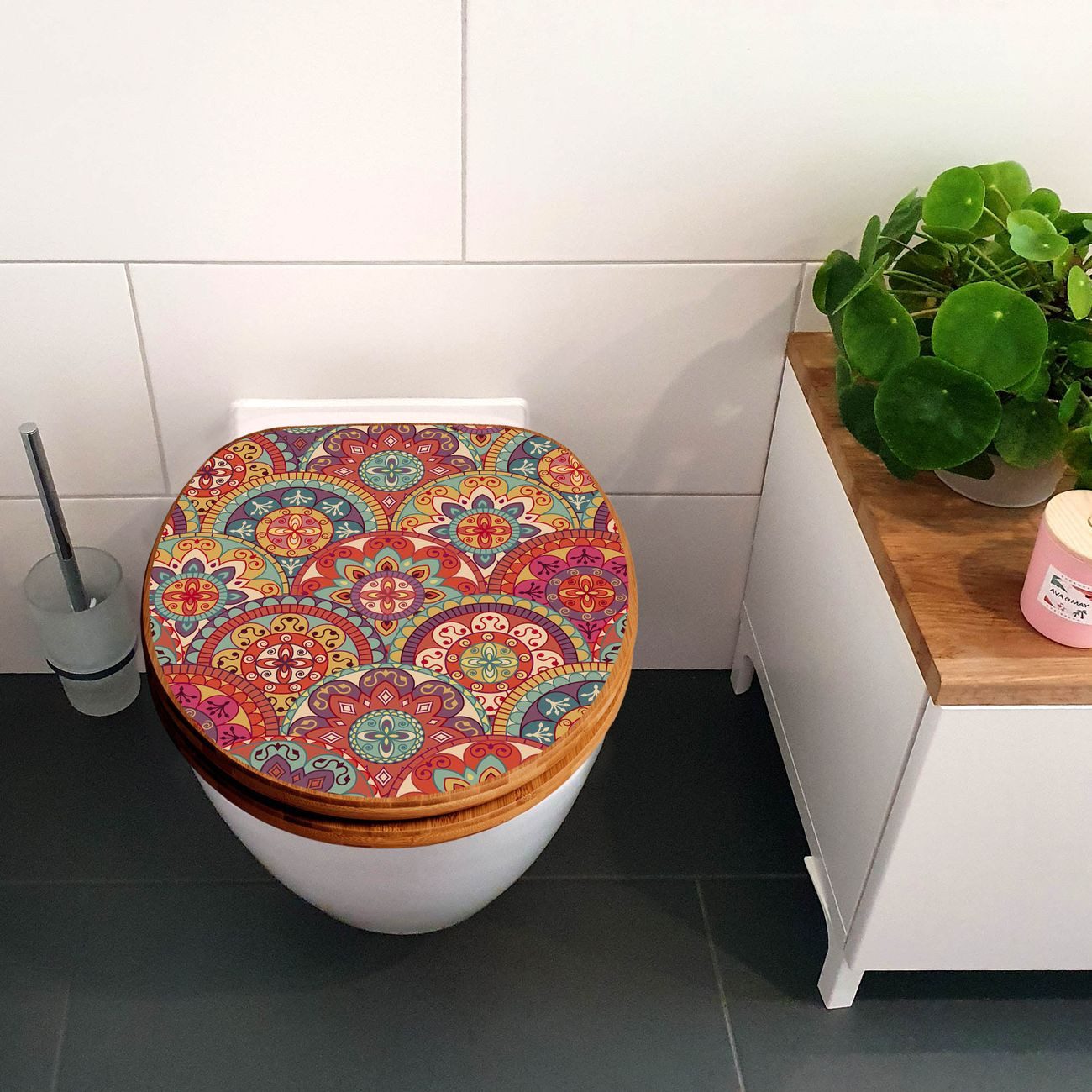 banjado WC-Sitz aus Bambus Motiv Rosetten günstig online kaufen