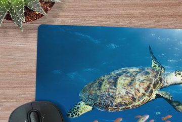 MuchoWow Gaming Mauspad Korallenriff mit Schildkröte (1-St), Mousepad mit Rutschfester Unterseite, Gaming, 40x40 cm, XXL, Großes
