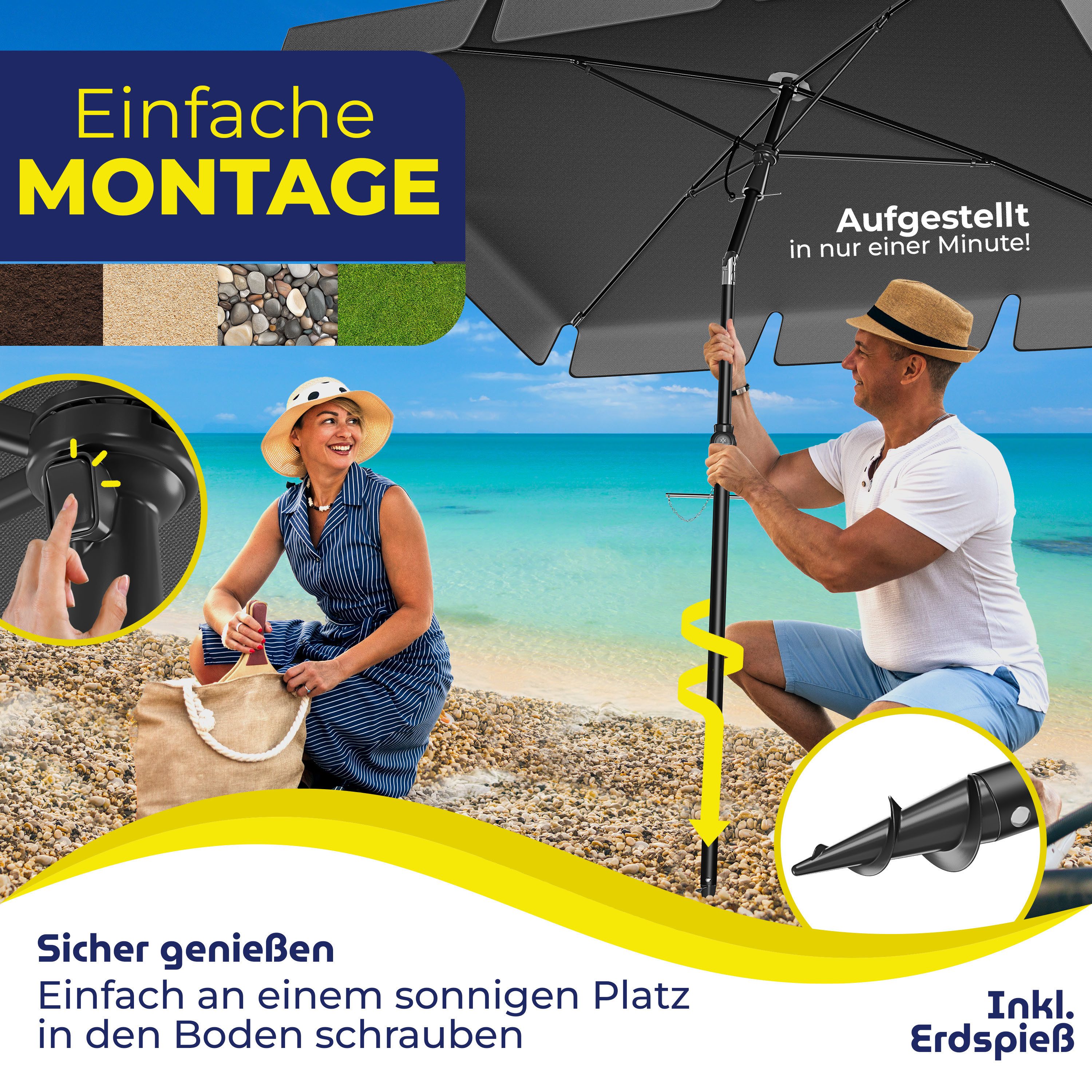 KESSER Sonnenschirm, Sonnenschirm Rechteckig Inkl. 2in1 Abdeckung Transporttasche