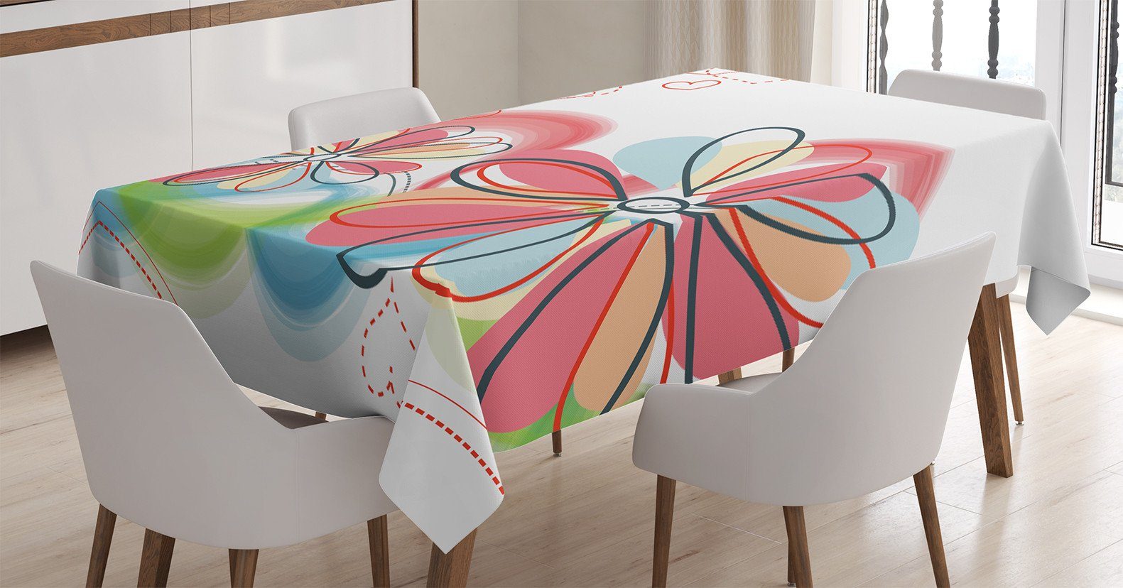 Abakuhaus Tischdecke Farbfest Waschbar Für den Außen Bereich geeignet Klare Farben, Blume floral Haze
