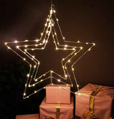 Arnusa LED Stern »Leuchtstern Weihnachtsstern 45cm mit 90 LED beweglich«, zum Hängen, silhouette, warmweiß