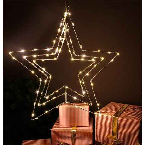 Arnusa LED Stern Leuchtstern Weihnachtsstern 45cm mit 90 LED beweglich, Ein und Aus, LED, warmweiß, zum Hängen, silhouette, warmweiß