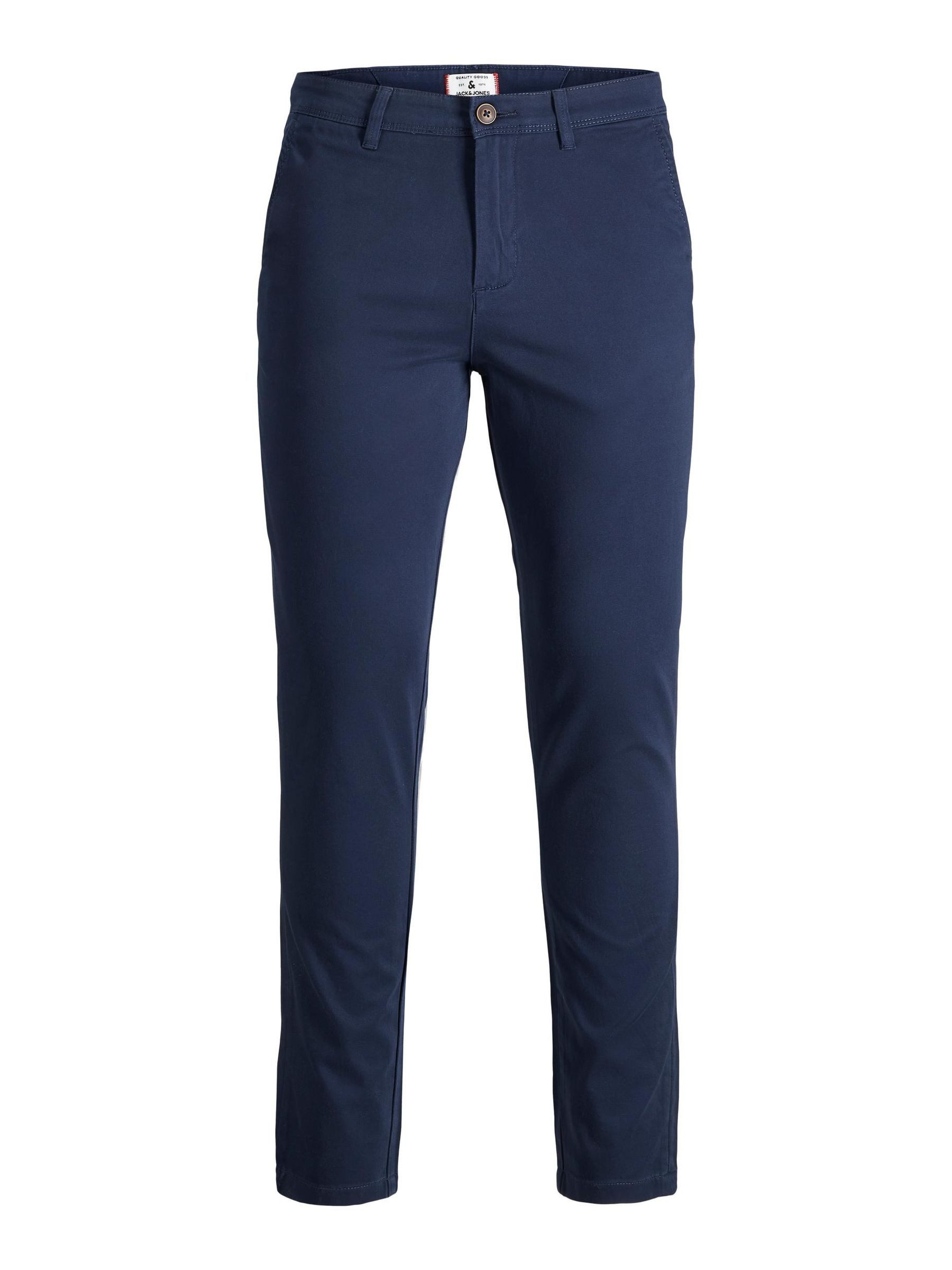Jack & Jones Chinohose Stretch Pants Slim Fit JPSTMARCO JJBOWIE für Herren Baumwolle Slim fit unifarben wärmend Reißverschluss