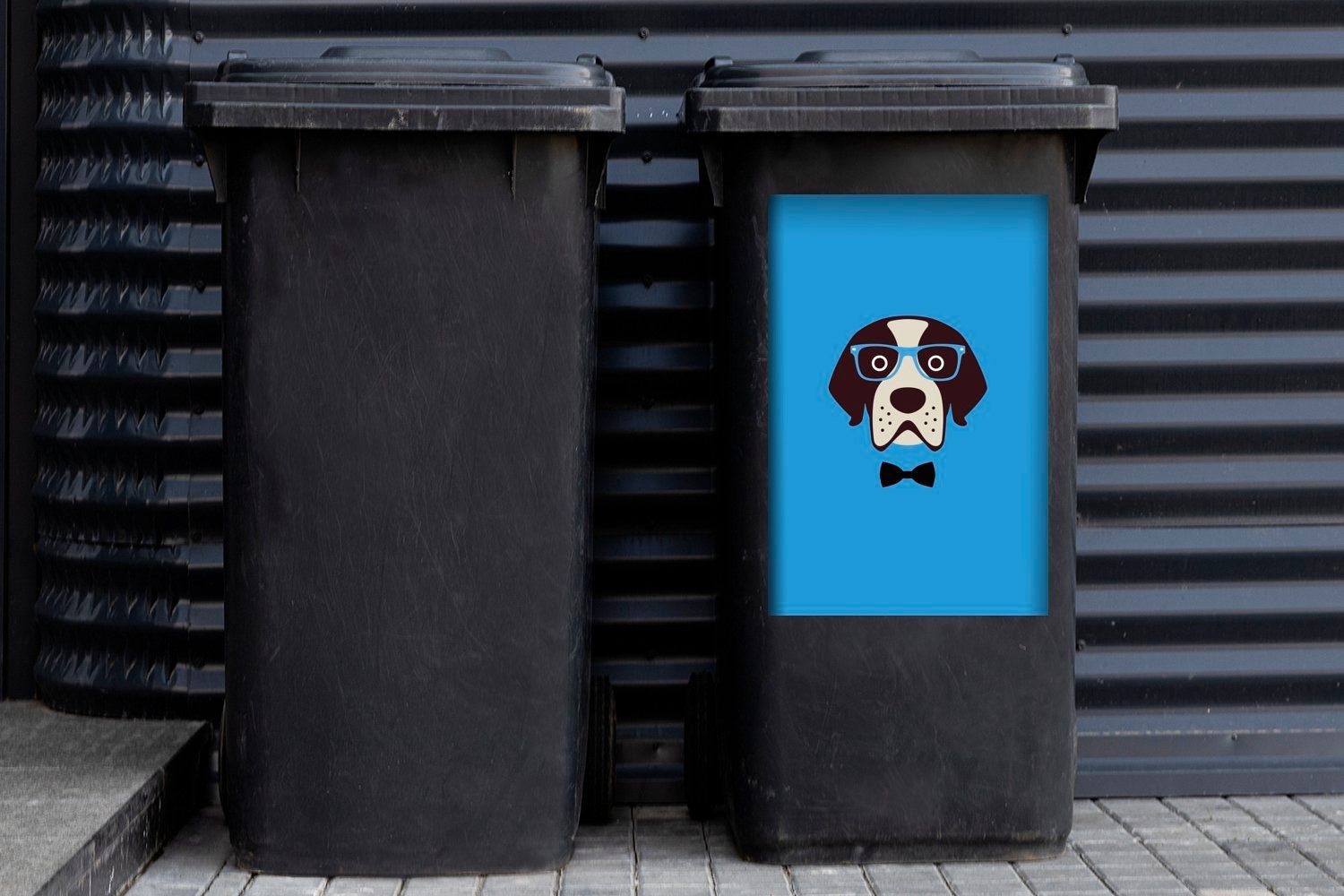 MuchoWow Wandsticker Gentleman Abfalbehälter (1 als Hund Container, Kinderillustration Mülleimer-aufkleber, Mülltonne, Sticker, St)