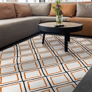 Teppich Ben Creme-Orange, 4 Größen, In- & Outdoor geeignet, 100% Polypropylen, Karat, Rechteckig, Höhe: 7 mm, pflegeleicht, Wohnzimmer