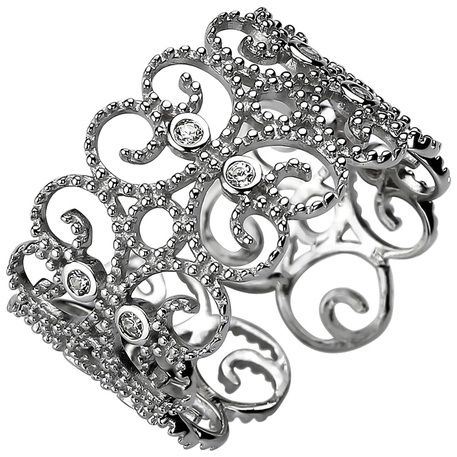 Silberring Offener Ring aus 925 Silber mit 10 Zirkonia