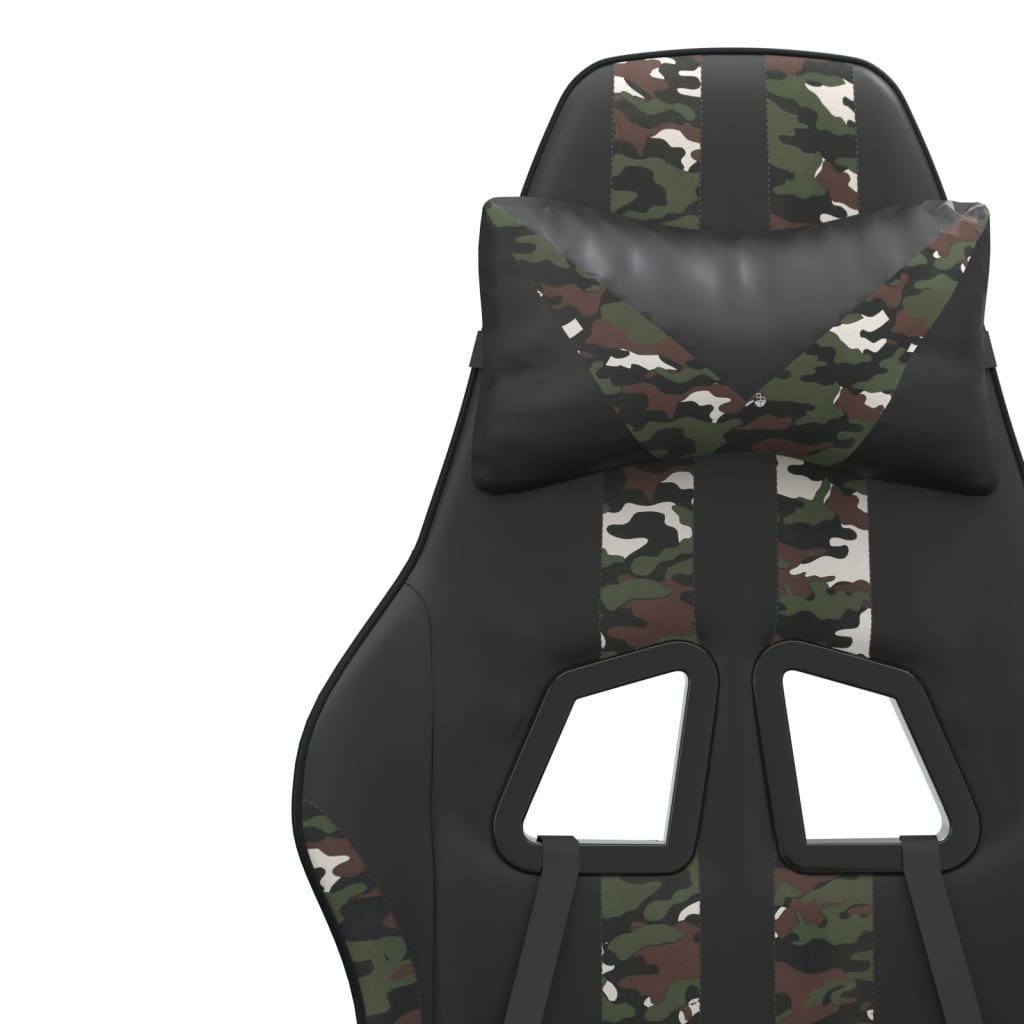 vidaXL Gaming-Stuhl Schwarz Schwarz Tarnfarben mit und Camouflage Drehbar Fußstütze und Gamingstuhl Kunstleder (1 St) | Schwarz Camouflage