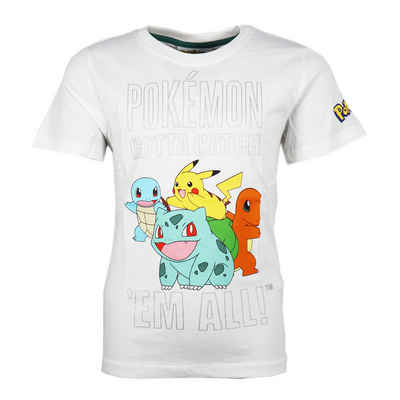 POKÉMON Print-Shirt Pokemon Pikachu and Friends Jungen T-Shirt Kurzarm Shirt Gr. 116 bis 152, Baumwolle
