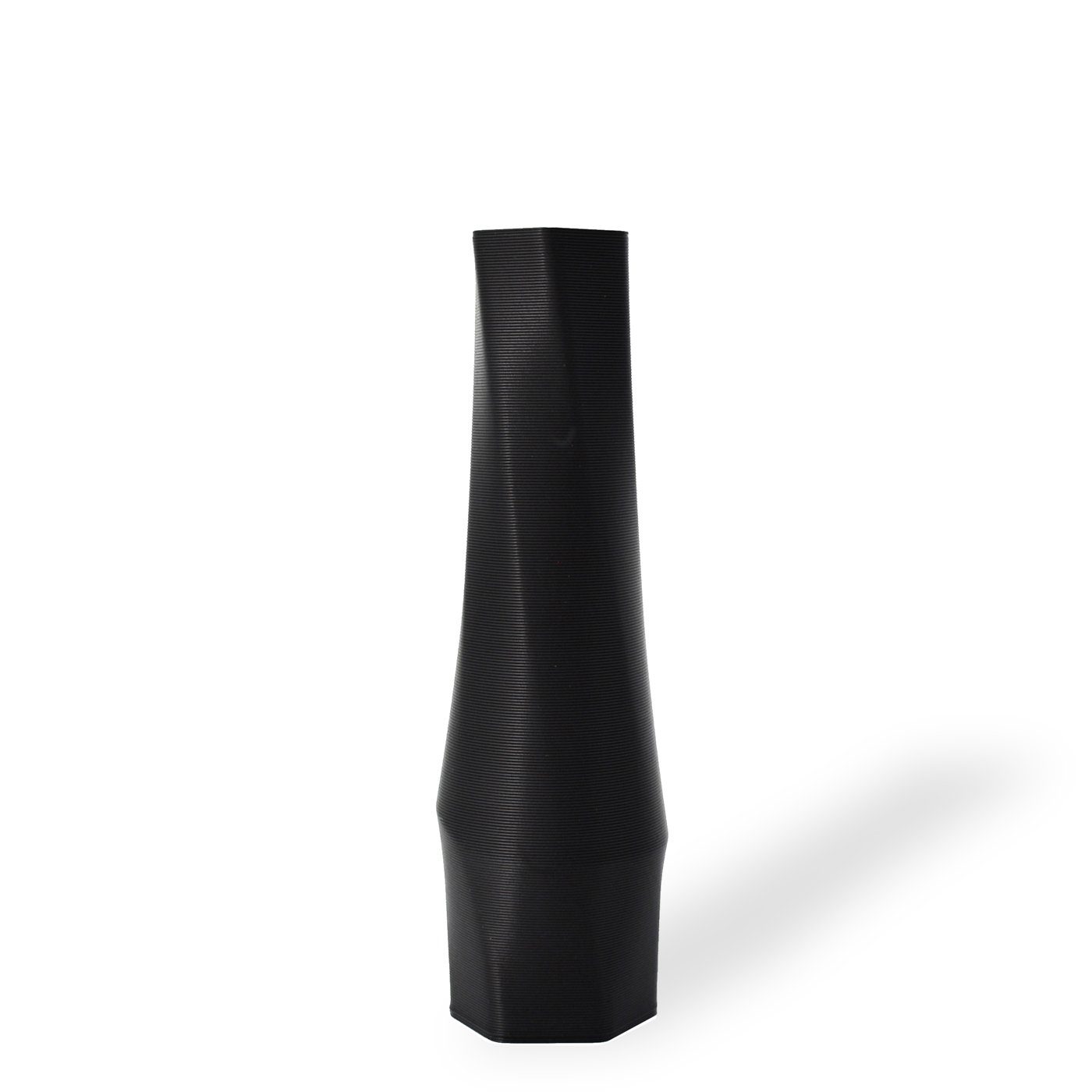 Shapes - Decorations Dekovase the vase - hexagon (basic), 3D Vasen, viele Farben, 100% 3D-Druck (Einzelmodell, 1 Vase), Wasserdicht; Leichte Struktur innerhalb des Materials (Rillung) Schwarz