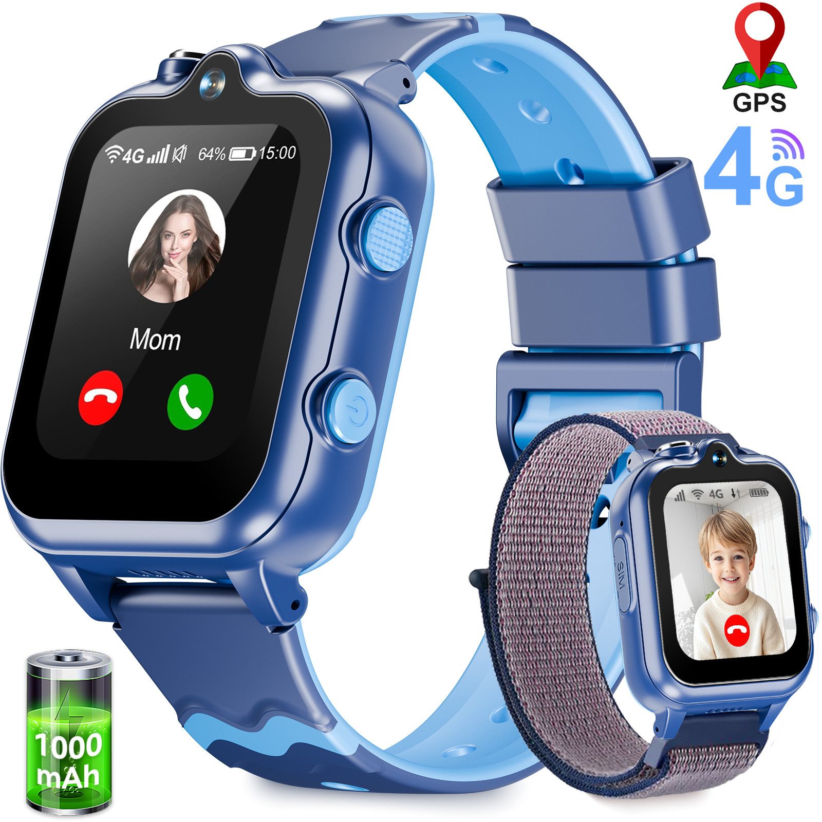 Ralio 2025 Neue Smartwatch Kinder mit GPS, 2 Kameras, 4G Telefonfunktionen Smartwatch (GPS Tracker mit SOS-Schulmodell,Schulmodus,Videoanrufen Kinderuhr cm/1,69 Zoll), Geeignet für Jungen und Mädchen im Alter von 5-16 Jahren