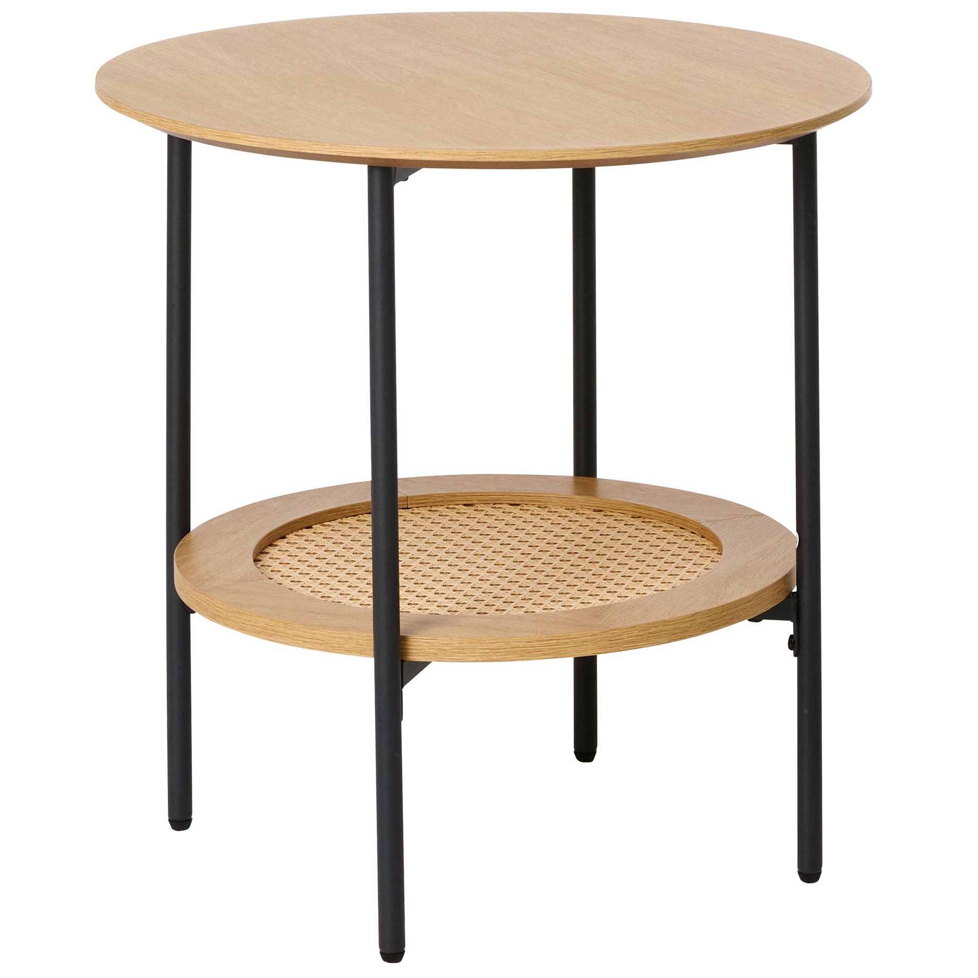 Selsey Beistelltisch MOGEST, Runder Beistelltisch mit Ablage, Eichenoptik, Ø 50 cm