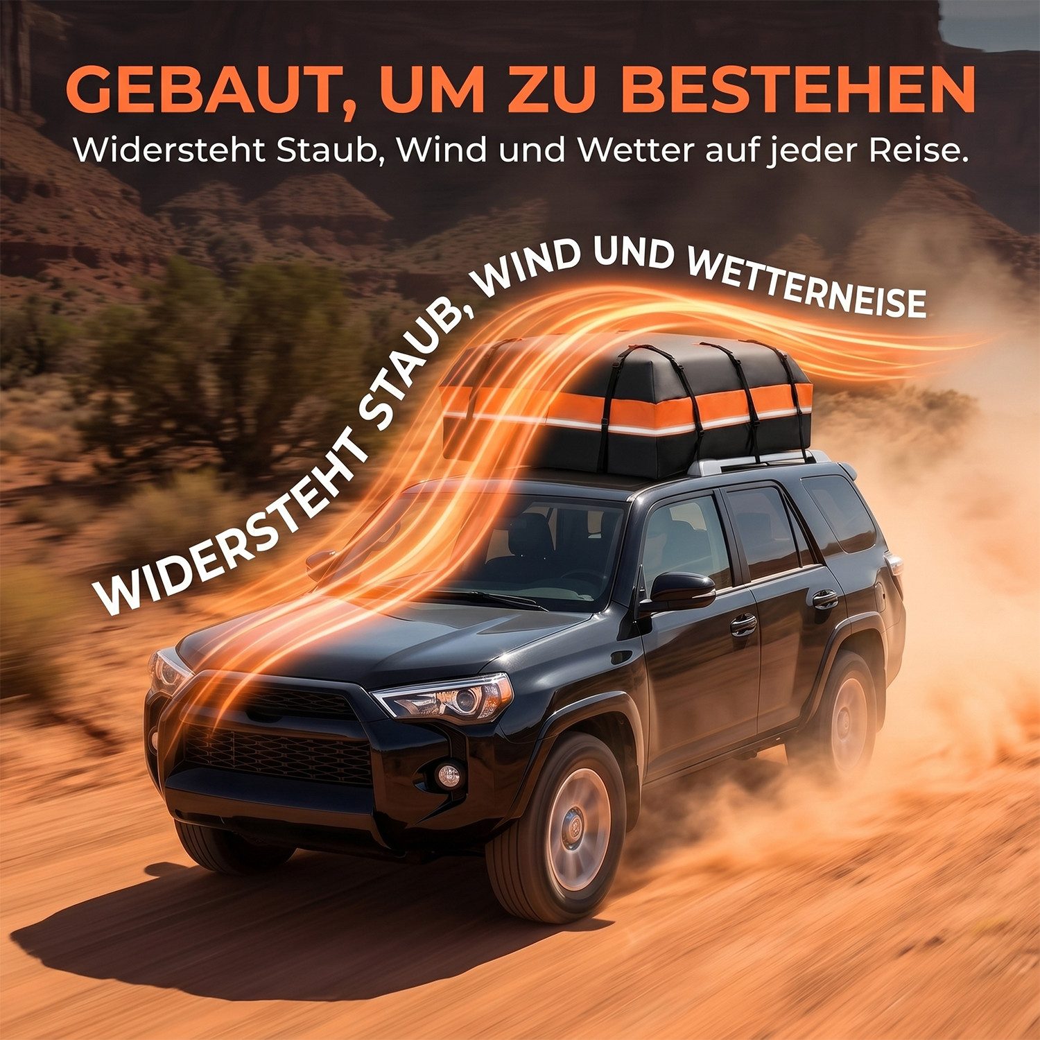 AKKEE Dachbox Auto 600L Faltbare Wasserdicht mit Schloss Türhaken Tragetasche, 132 x 100 x 43 cm – Bild 5 von 5