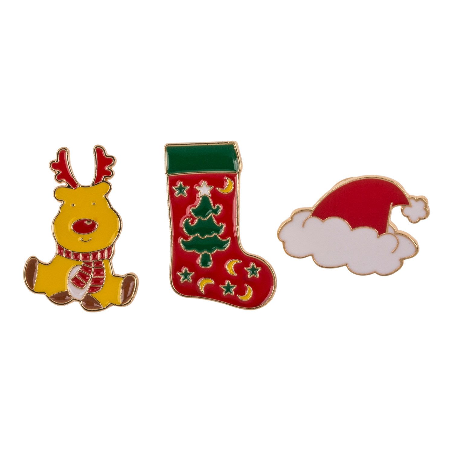 Out of the Blue Button Weihnachts Ansteckbutton niedliche X Mas Anstecker aus Metall im 5er
