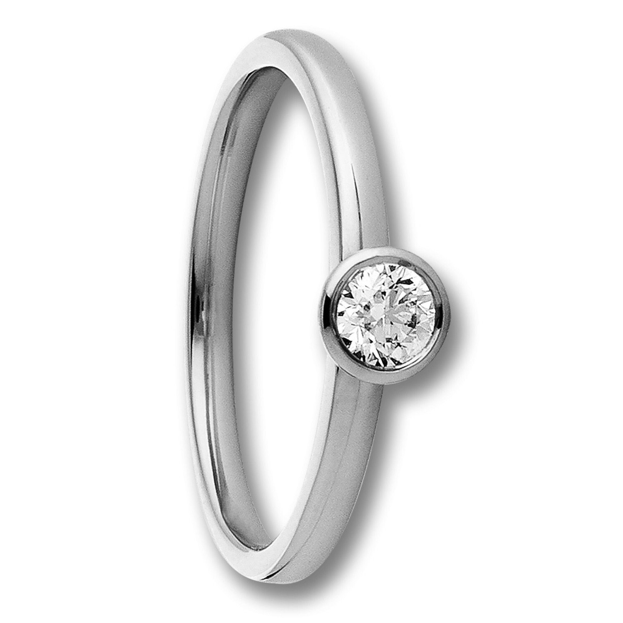 ONE ELEMENT Diamantring 0.25 ct Diamant Brillant Zarge Ring aus 750 Weißgold, Damen Gold Schmuck Zarge