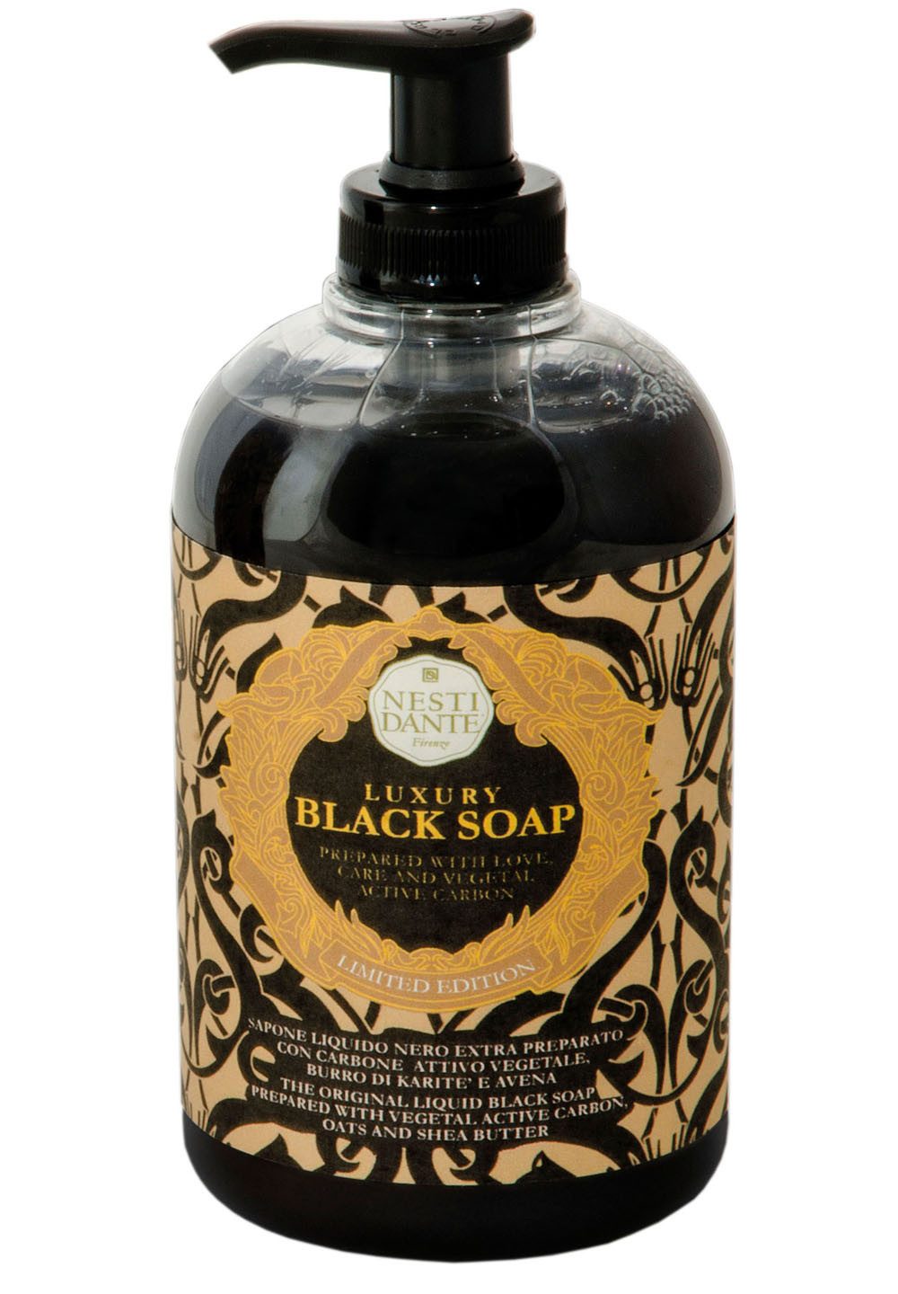 Nesti Dante Flüssigseife, Luxury Black Liquid Soap mit Aktivkohle 500ml