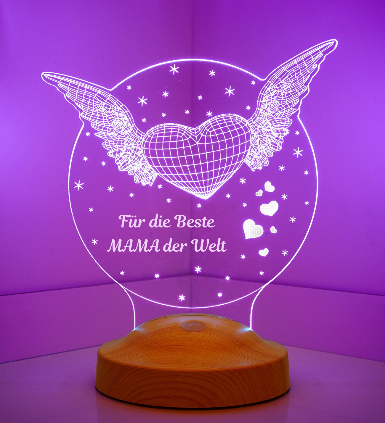 Geschenkelampe LED Nachttischlampe Fliegendes Herz 3D mehrfarbiges Nachtlic günstig online kaufen