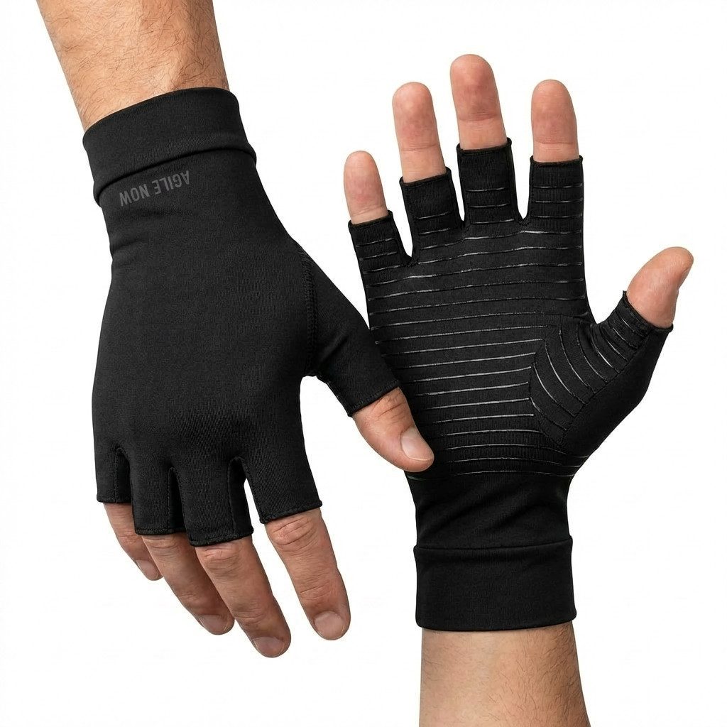 AGILE NOW Handbandage Kompressionshandschuhe, Fingerbandage (Hochwertiges und Atmungsaktives Material, Ideal für Fitness, Tennis, Golf oder den Alltag), Atmungsaktiv & Rutschfest