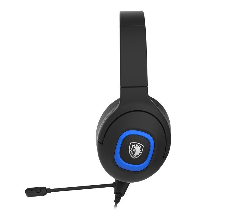 Sades Shaman SA-724 Gaming Headset, schwarz/blau, USB, kabelgebunden Gaming-Headset (Mikrofon abnehmbar, Stereo, Over Ear, PC, PST, XBox, Nintendo Switch, VR, Phone)