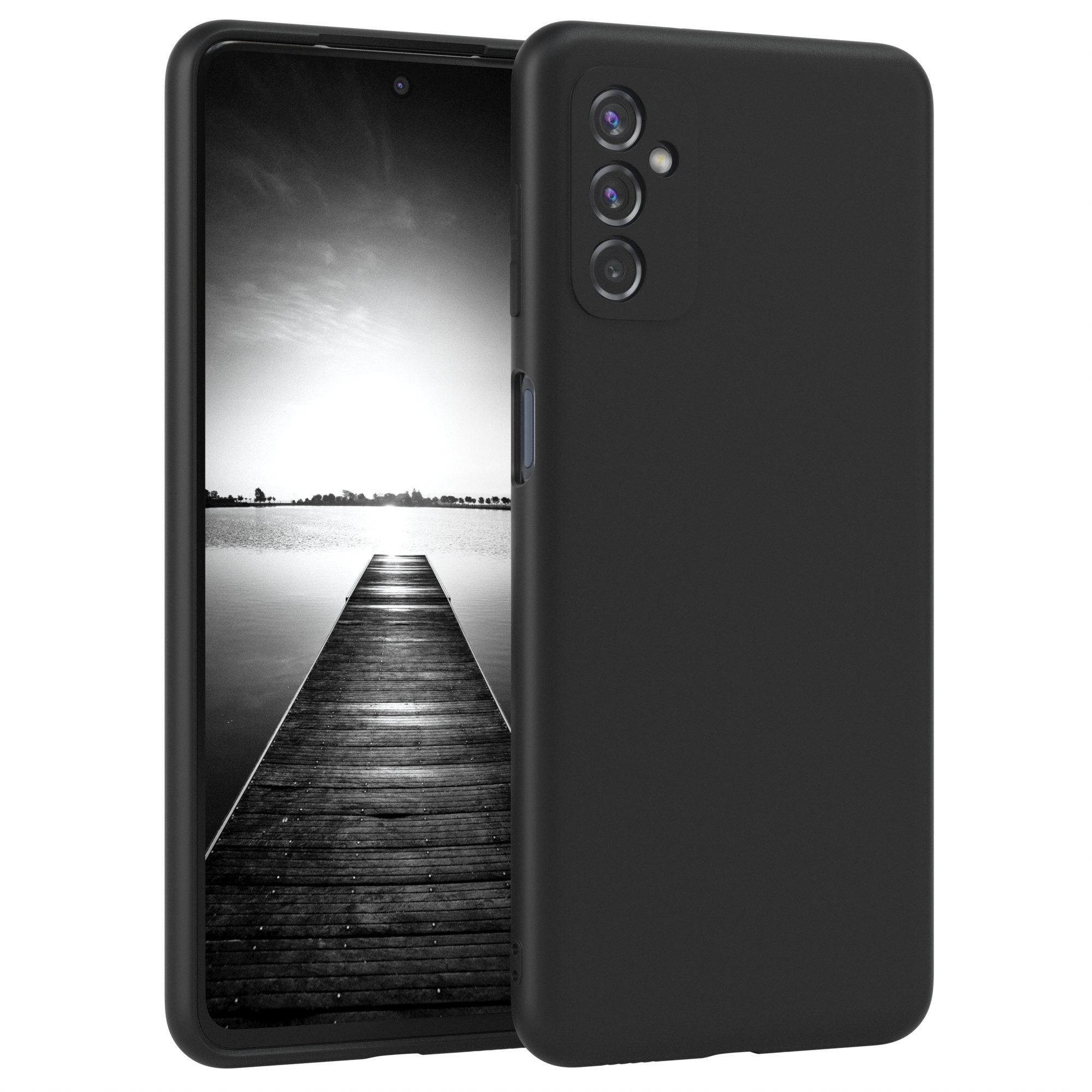 EAZY CASE Handyhülle für Samsung Galaxy M52 5G Hülle Silikon 6,7 Zoll, Silikon Schutzhülle mit Kameraschutz kratzfest Back Cover Etui Schwarz