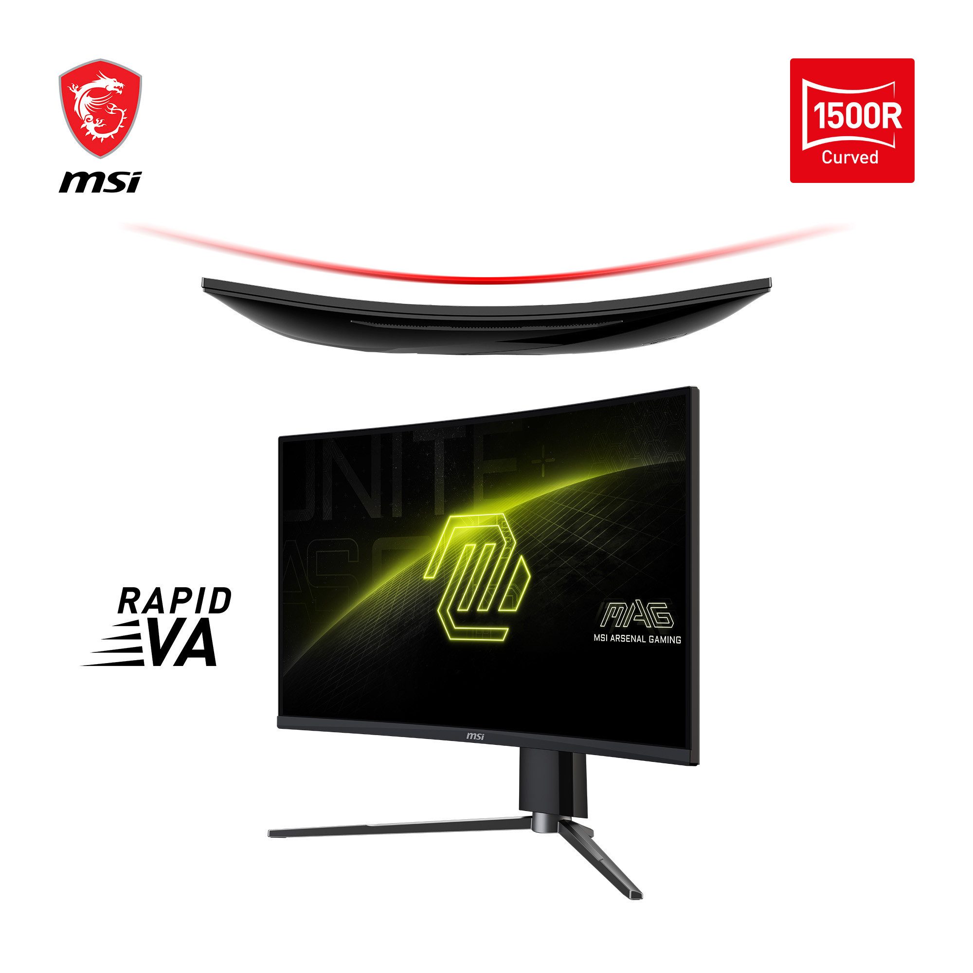 MSI MAG 27CQ6PF Curved-Gaming-Monitor (69 cm/27 ", 2560 x 1440 px, WQHD, 0,5 ms Reaktionszeit, 180 Hz, VA LED, 3 Jahre Herstellergarantie, höhenverstellbar)