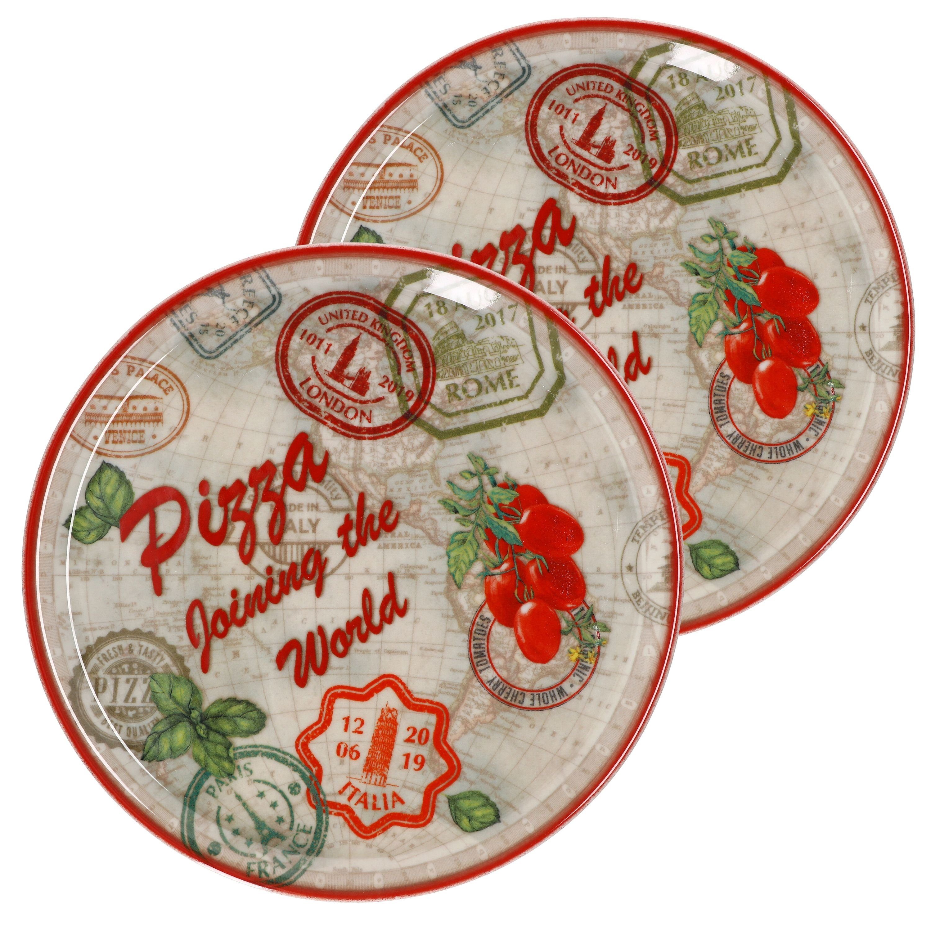 MamboCat Pizzateller 2er Set Rom - Red - Pizzateller rot 33cm 04018#ZCHAR - Charme