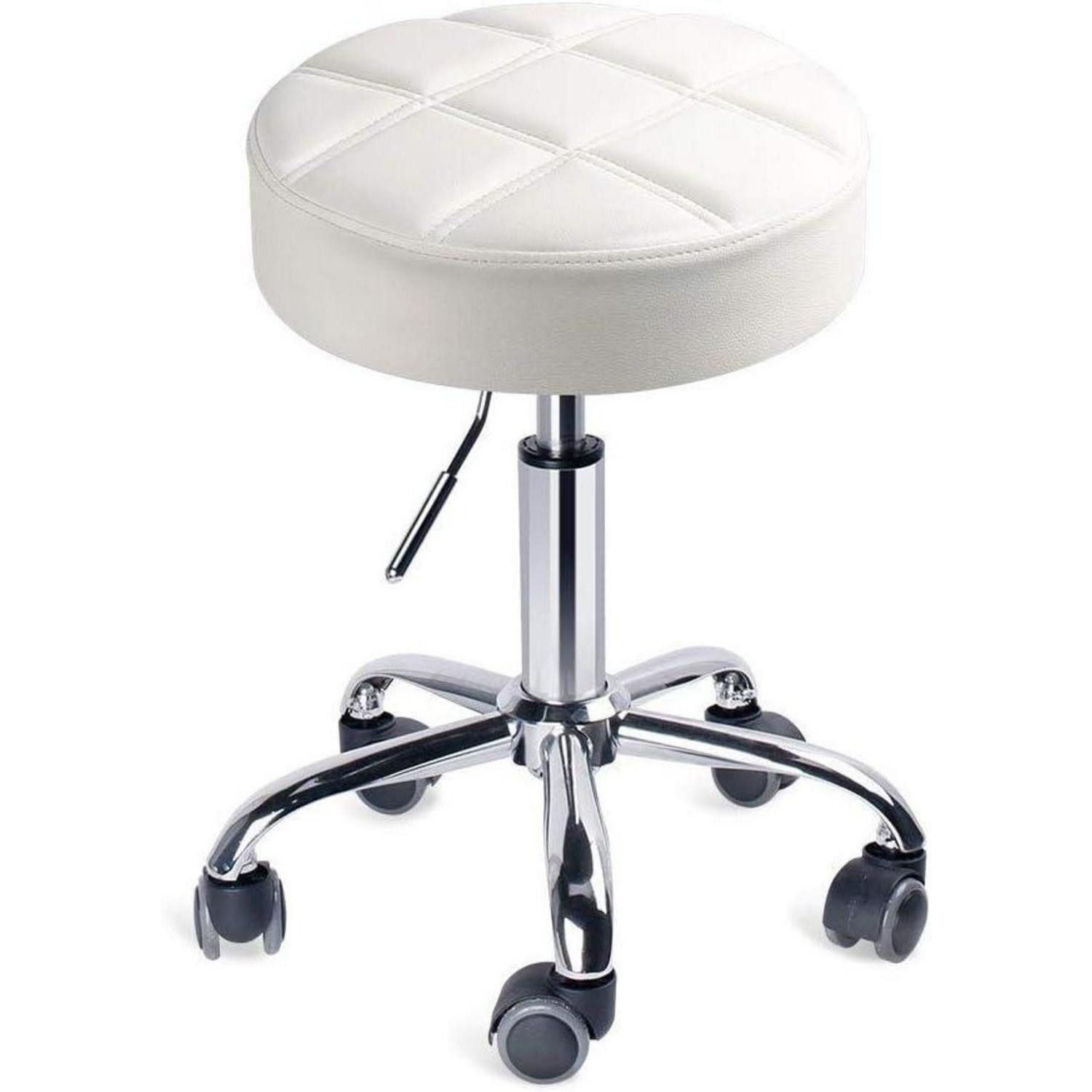 LuxusKollektion Arbeitshocker Drehhocker höhenverstellbar Rollhocker Arbeitshocker Weiß Sitz Φ35cm (1 St)