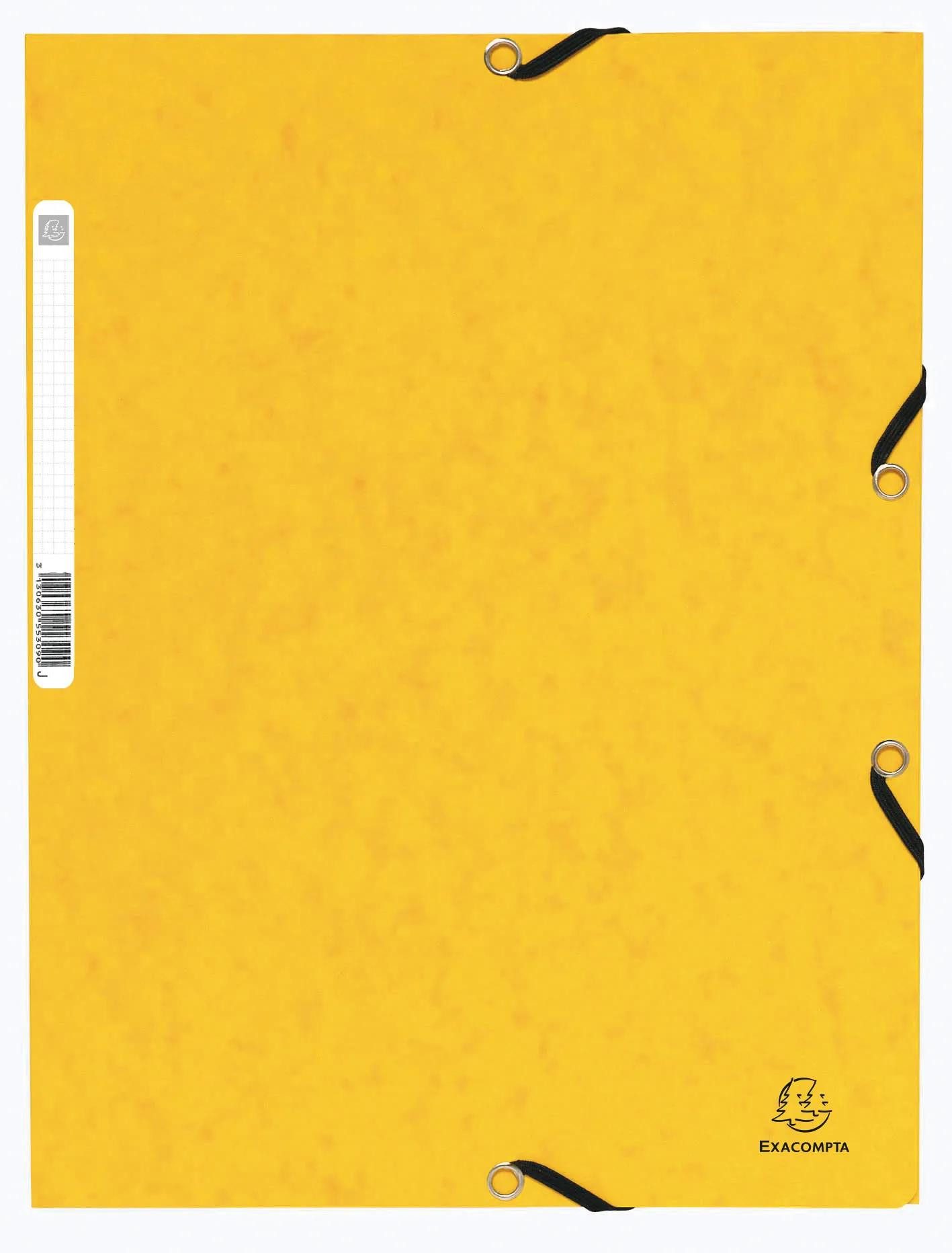 EXACOMPTA Organisationsmappe 50x Sammelmappe + Gummizug 3 Klappen Karton 355g/qm A4 Gelb 55309E, Sammelmappen 3 Klappen