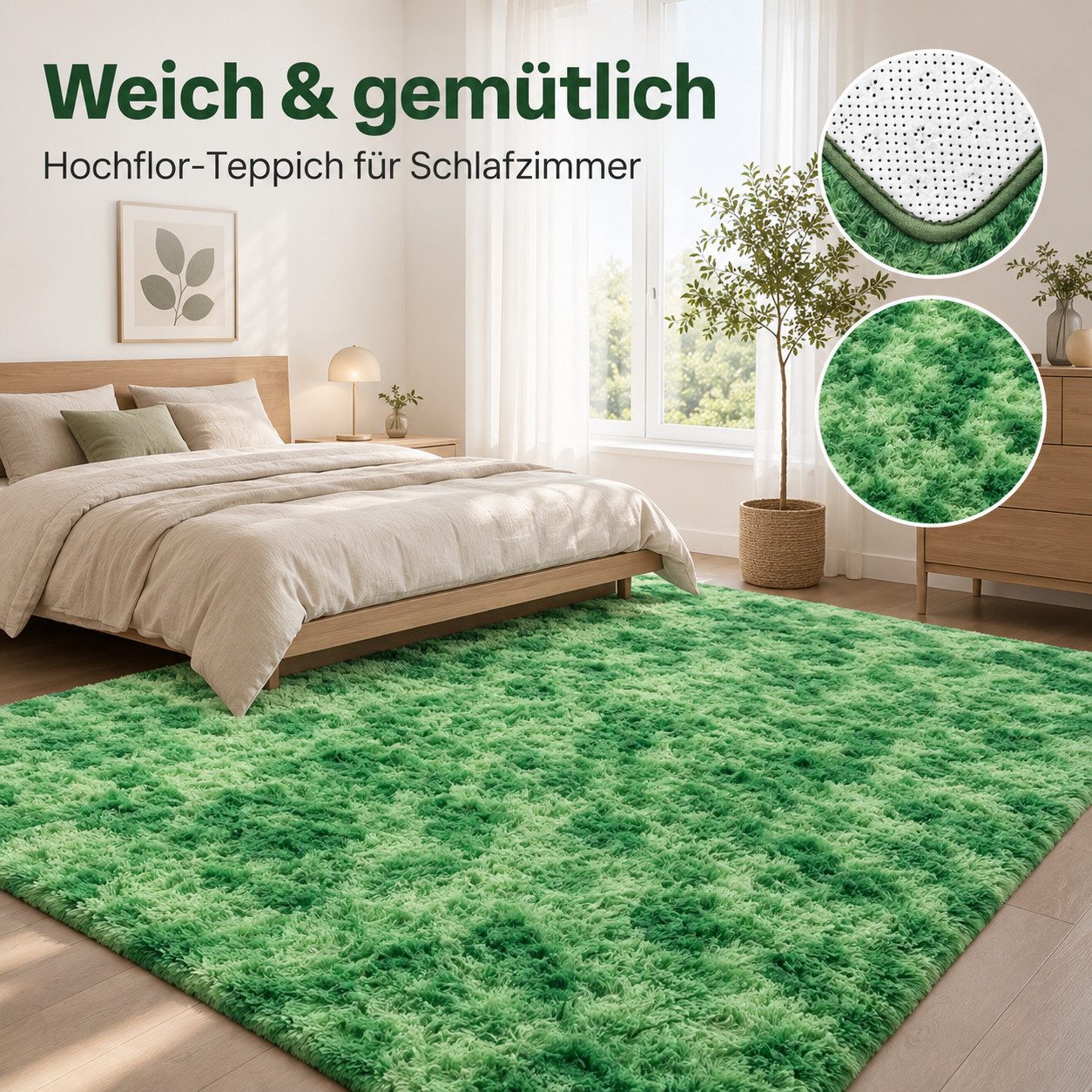 Lochas Hochflor-Teppich Hochflor Teppich Shaggy Tie-Dye Design weich flauschig Wohnzimmer
