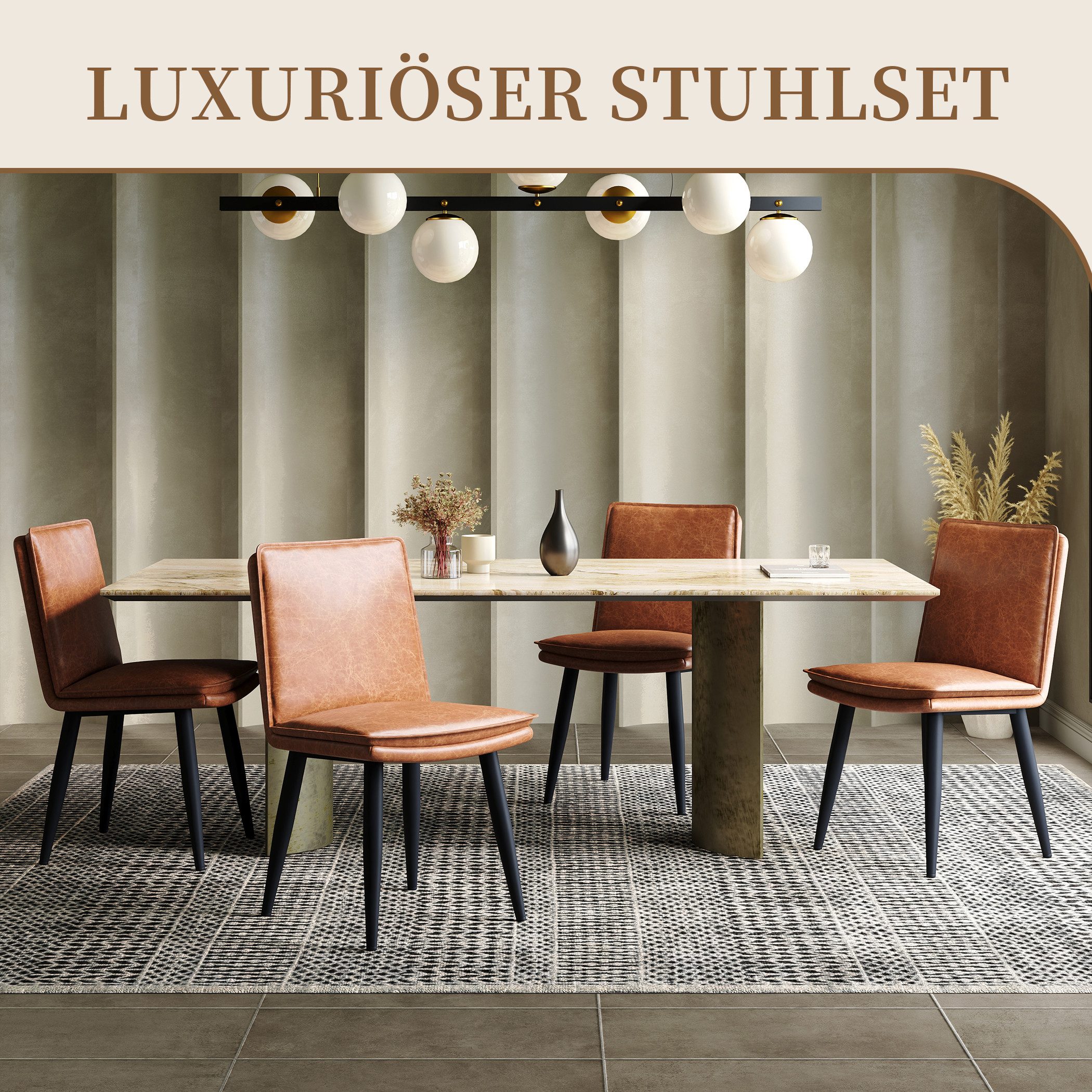 SeedWave Esszimmerstuhl 2er Set Küchenstühle aus PU-Leder, mit Gepolstertem günstig online kaufen