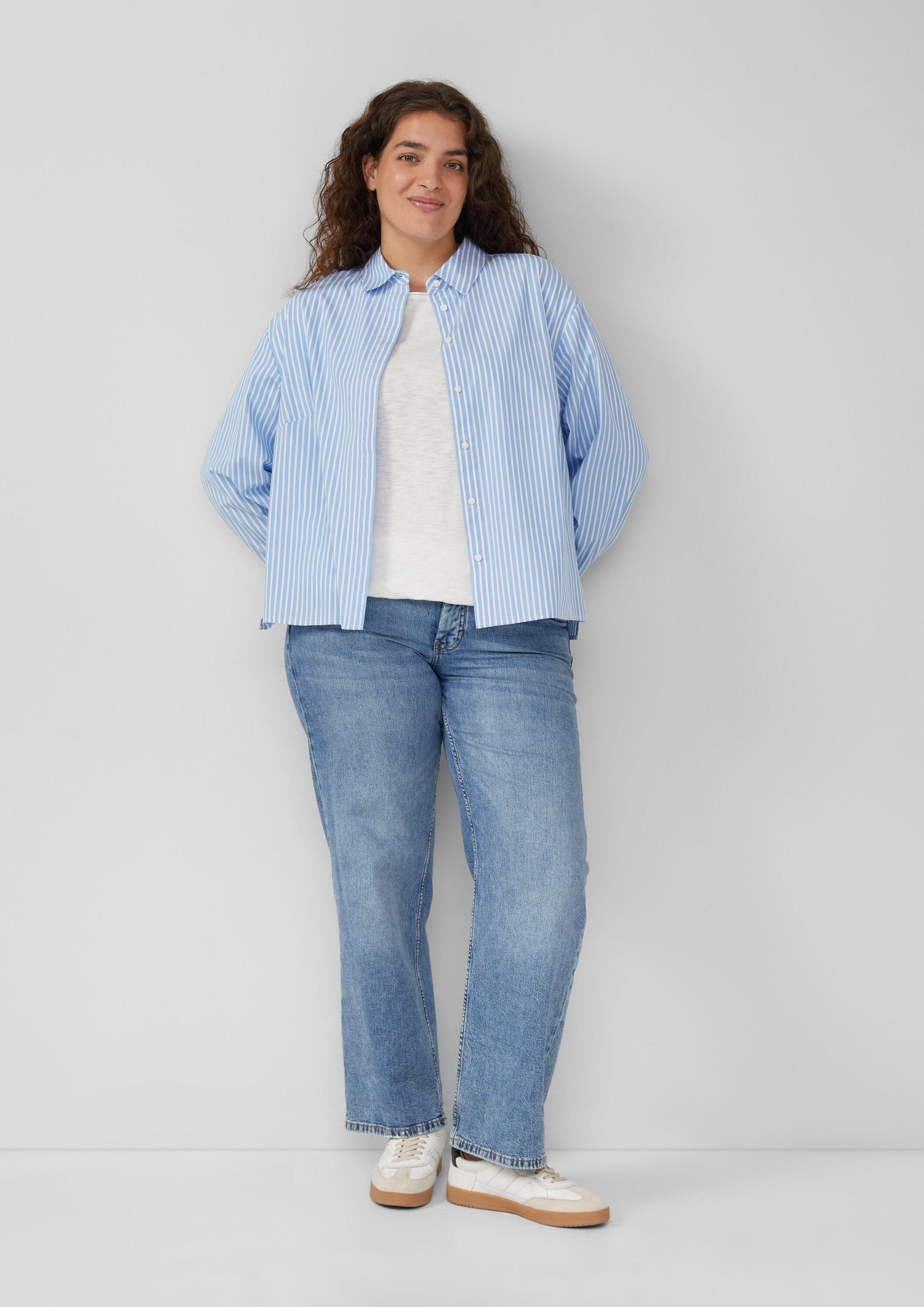 s.Oliver Langarmbluse Bluse Gestreifte Popeline-Bluse im Boxy Fit