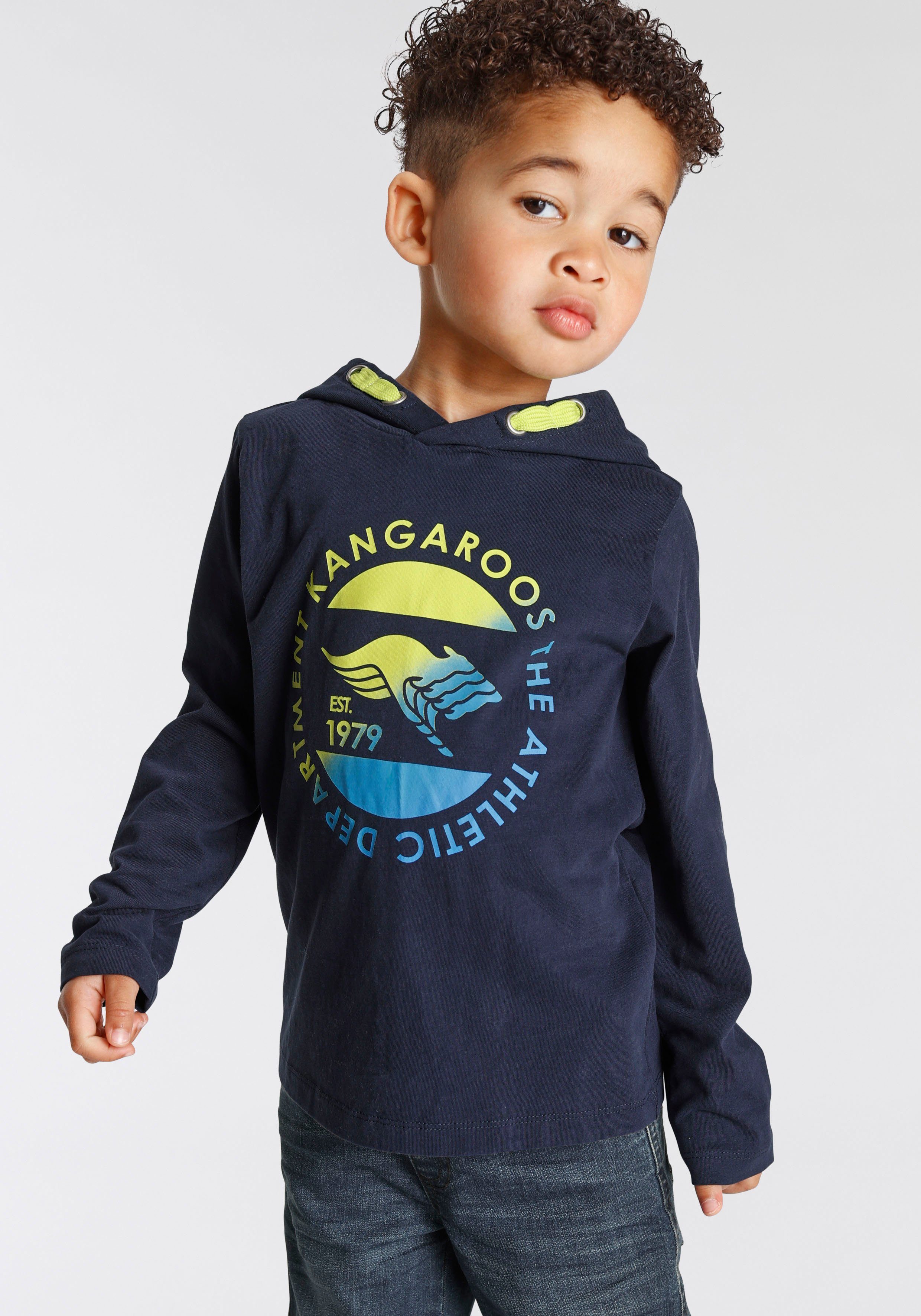 KangaROOS Langarmshirt Shirt für kleine Jungen Kapuzenshirt mit Print