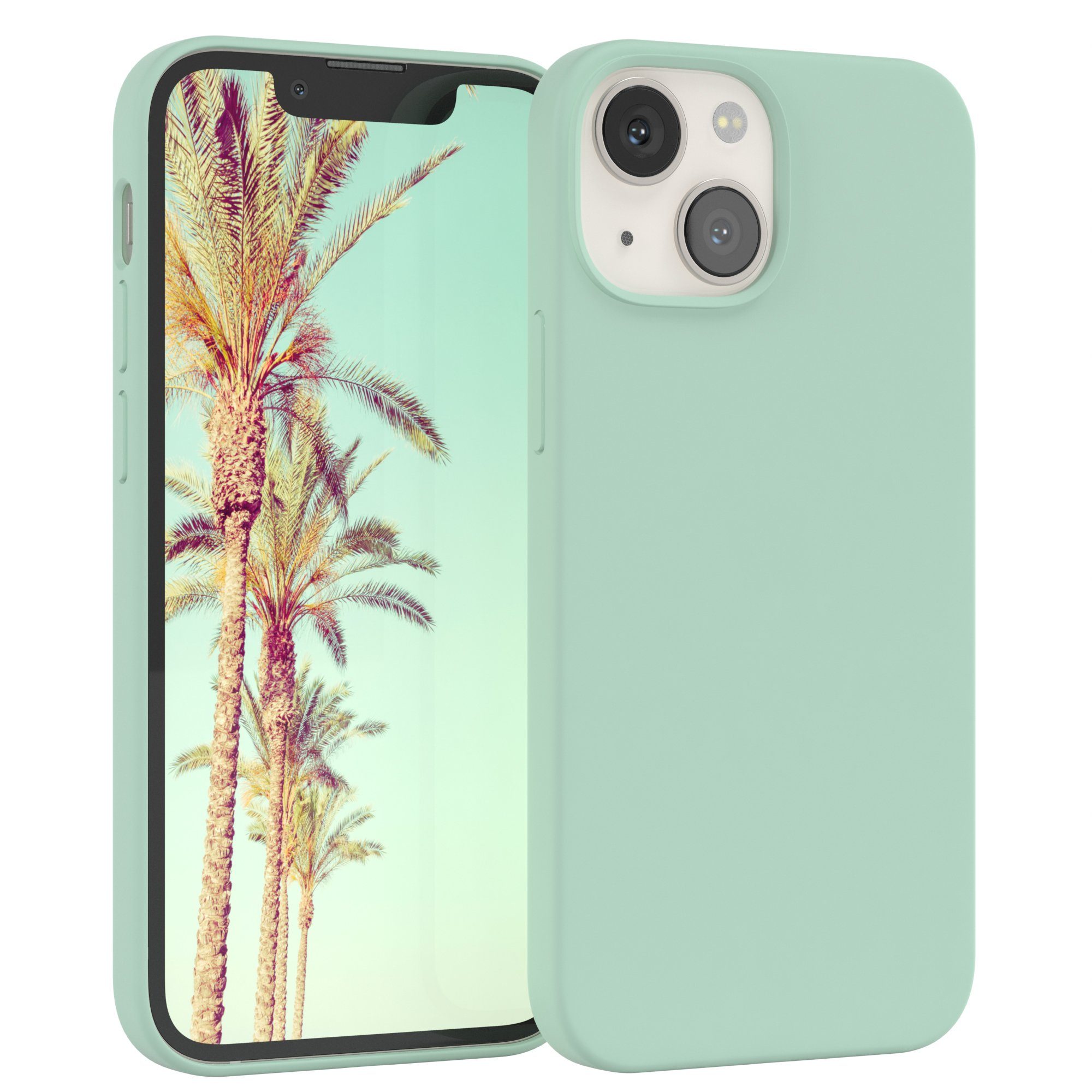 EAZY CASE Handyhülle Premium Silikon Case für Apple iPhone 13 Mini 5,4 Zoll, Cover Hülle mit Kameraschutz Bumper Case Slimcover kratzfest Mint Grün