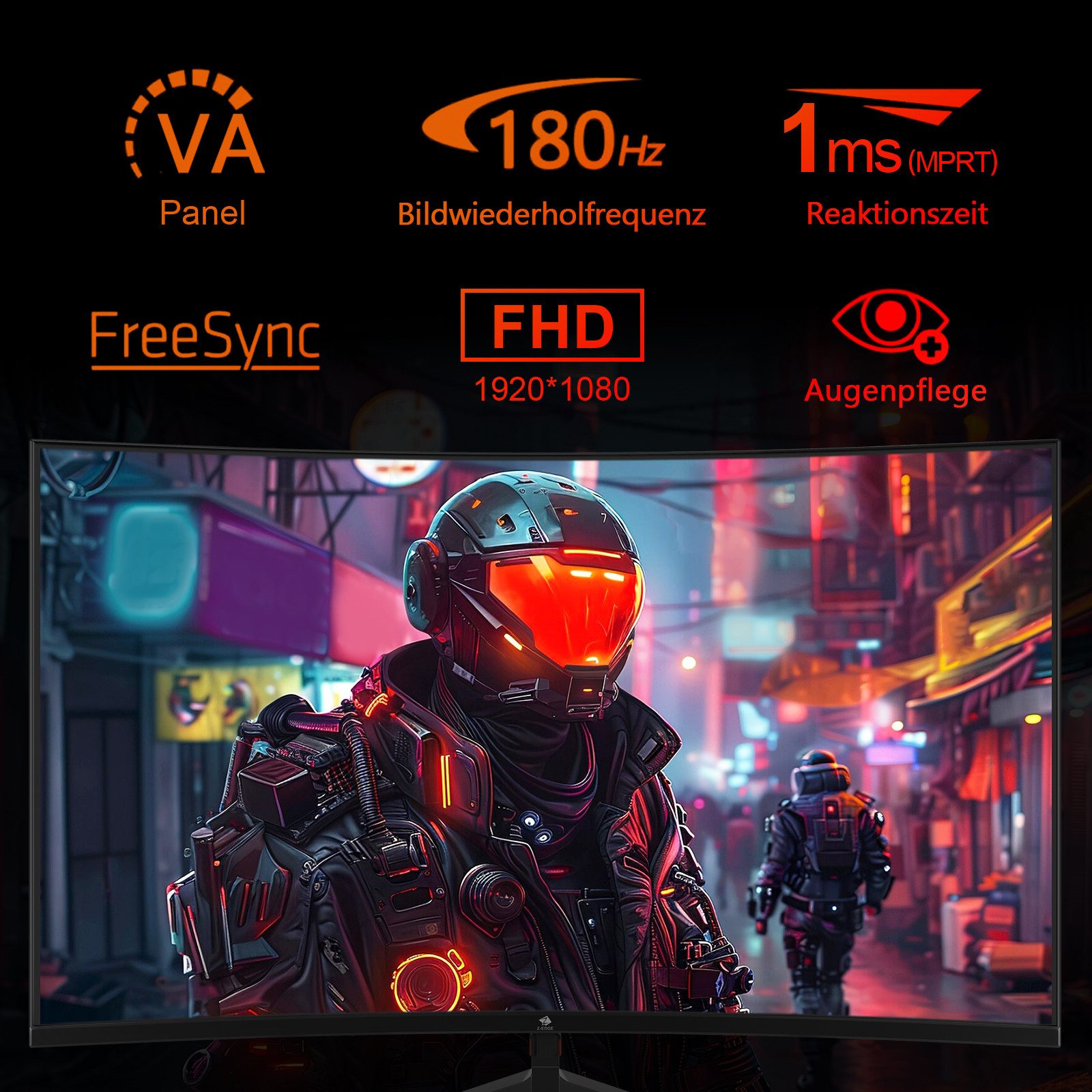 Z-EDGE LED, 1650R Curved-Gaming-Monitor (61 cm/24 ", 1920 x 1080 px, FHD, 1 ms Reaktionszeit, 180 Hz, LCD)